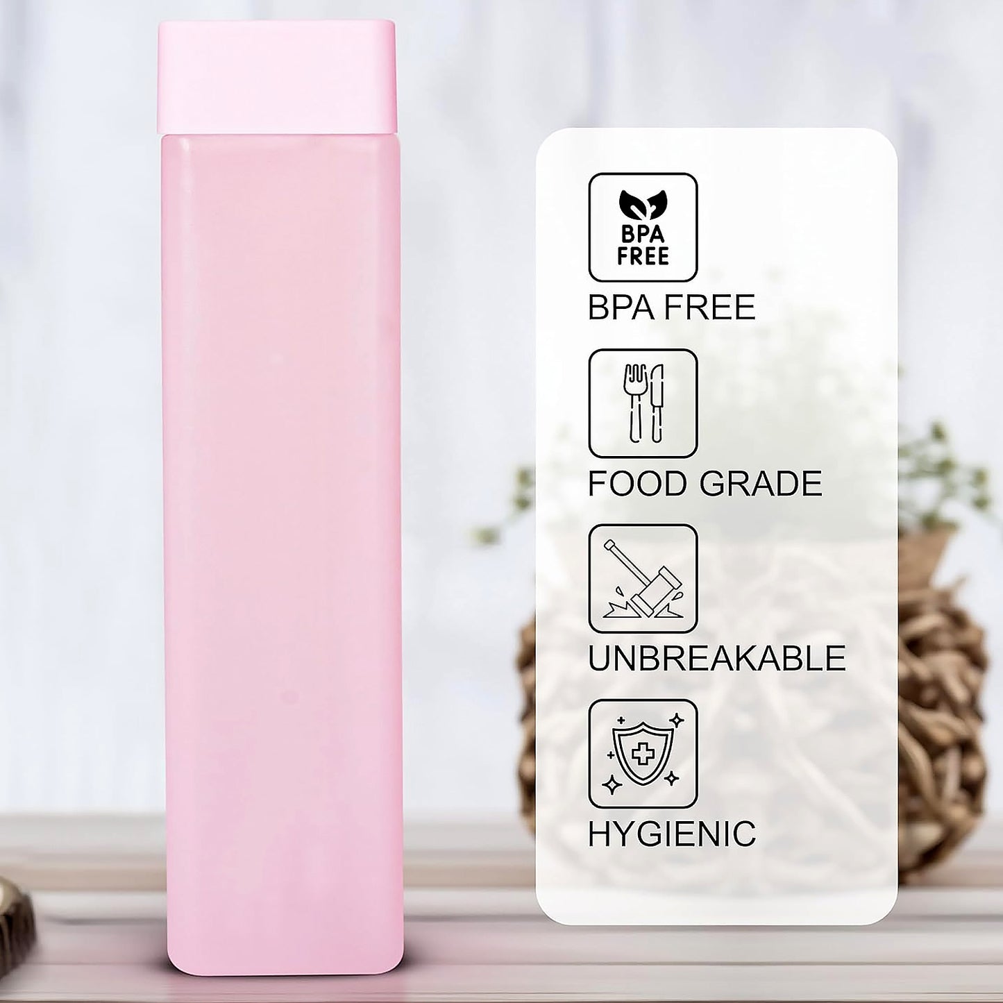 12981 Large Capacity Plastic Water Bottle Office Bottle Gym Bottle Home Kitchen Leakproof And Bpa Free Drinks Bottle Square Water Drink Juice Bottle Wide-mouth Bpa Free Leak-free Lightweight (1 Pc Mix Color 1000 Ml Approx) - Happy Price - Image 4