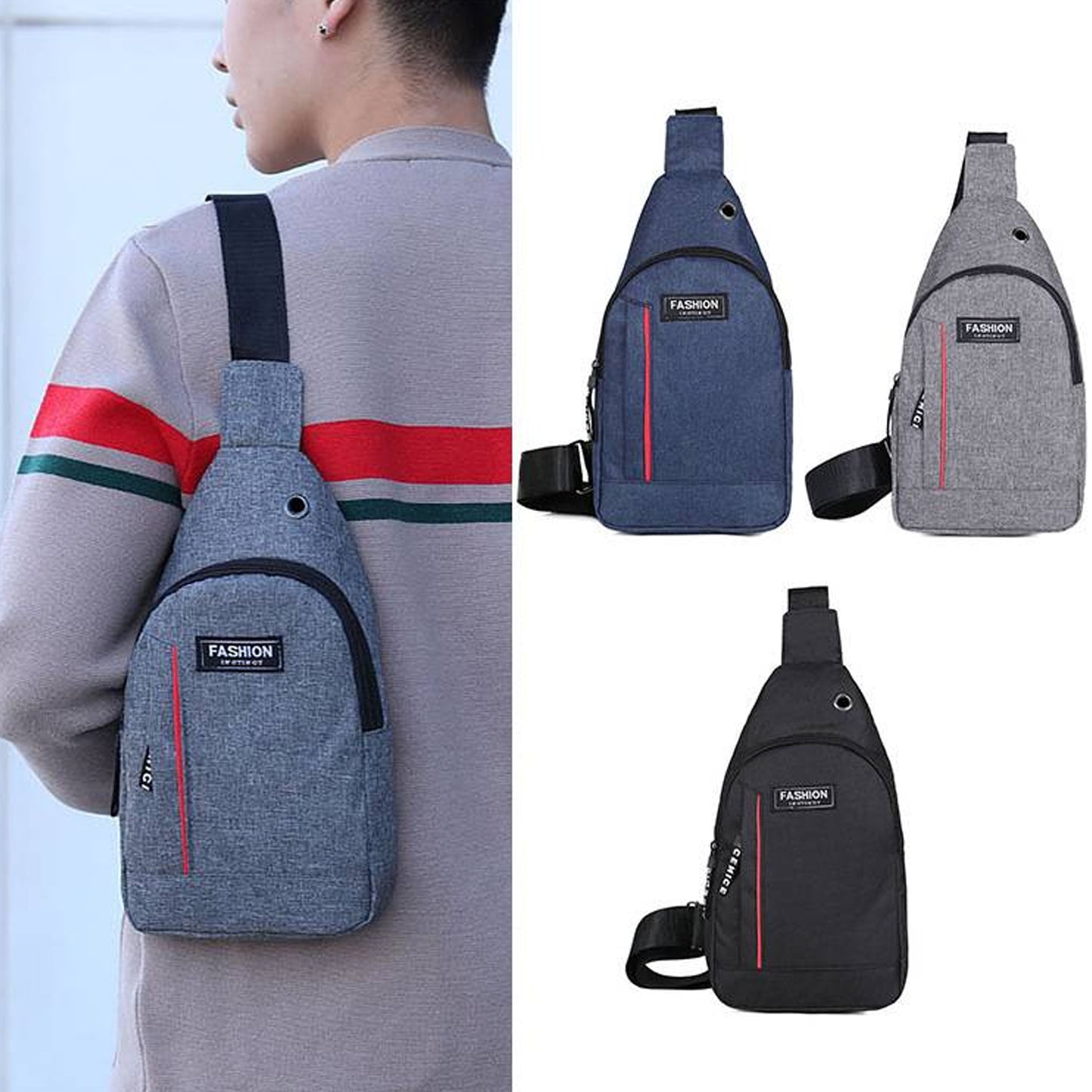 Grey Waterproof Anti Theft Crossbody Fanny Pack Waist Bag Pu Leather Shoulder Bags Chest Men Casual Fashion Usb Charging Earphone Hook Sling Travel Messengers Bag - Happy Price - Image 6