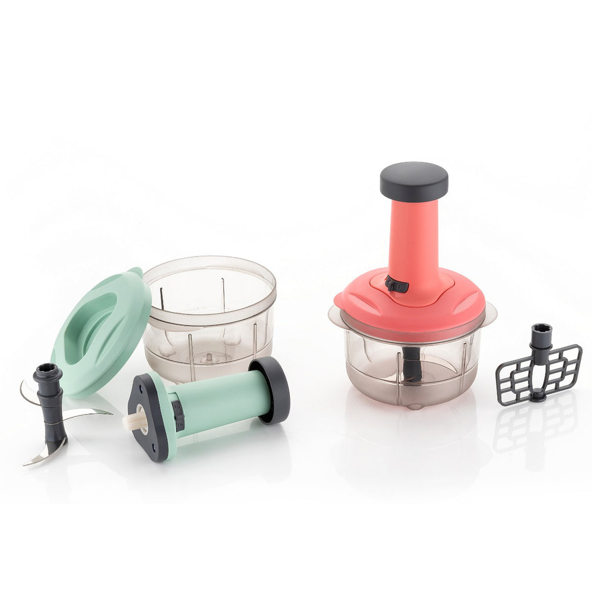 2in1 Push Chopper 800ml Stainless Steel Blade Quick Powerful Manual Hand Held Food Chopper To Chop Cut Fruits Vegetables Herbs Onions For Salsa Salad - Happy Price - Image 3
