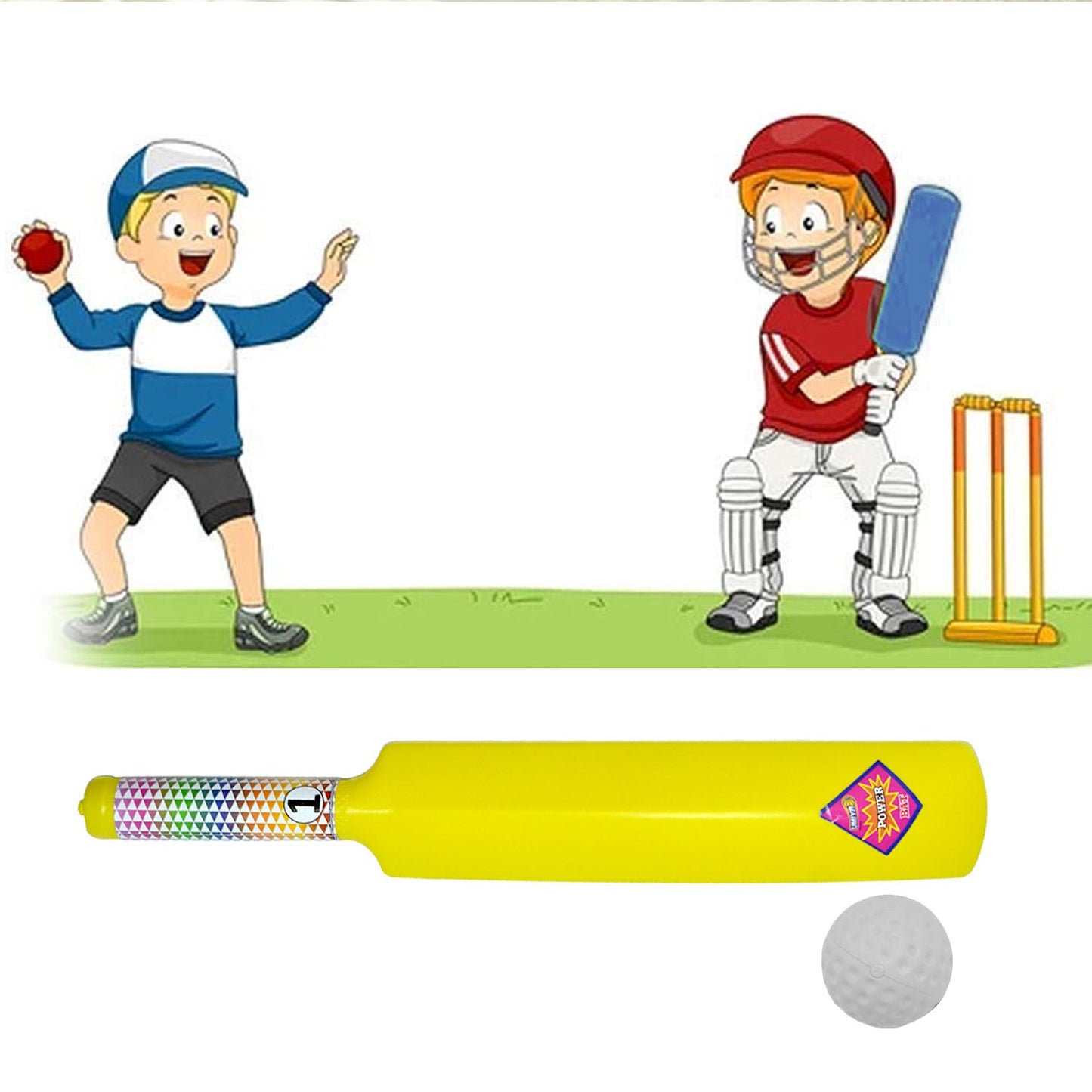 Plastic Cricket Bat and Ball Set for Kids - Lightweight Toy for Indoor/Outdoor Play - Happy Price - Image 5