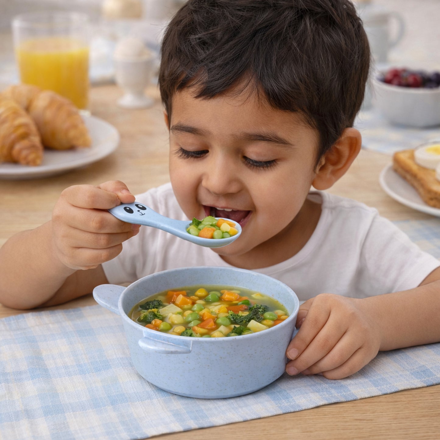 Wheat Straw Kids Bowl with Spoon Set (240ml, 1 Set) - Happy Price - Image 3