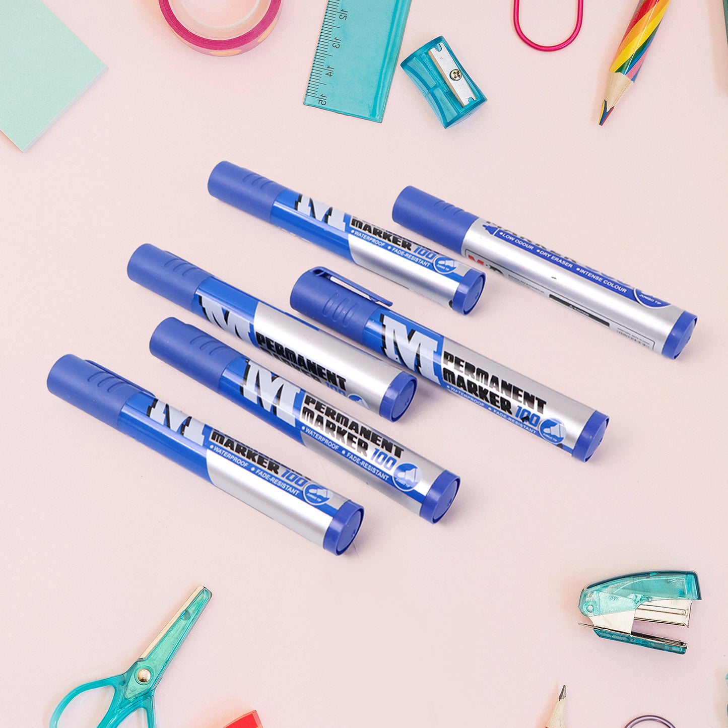 Premium Permanent Blue Marker Pen Set (6 Pcs Set) - Happy Price - Image 6