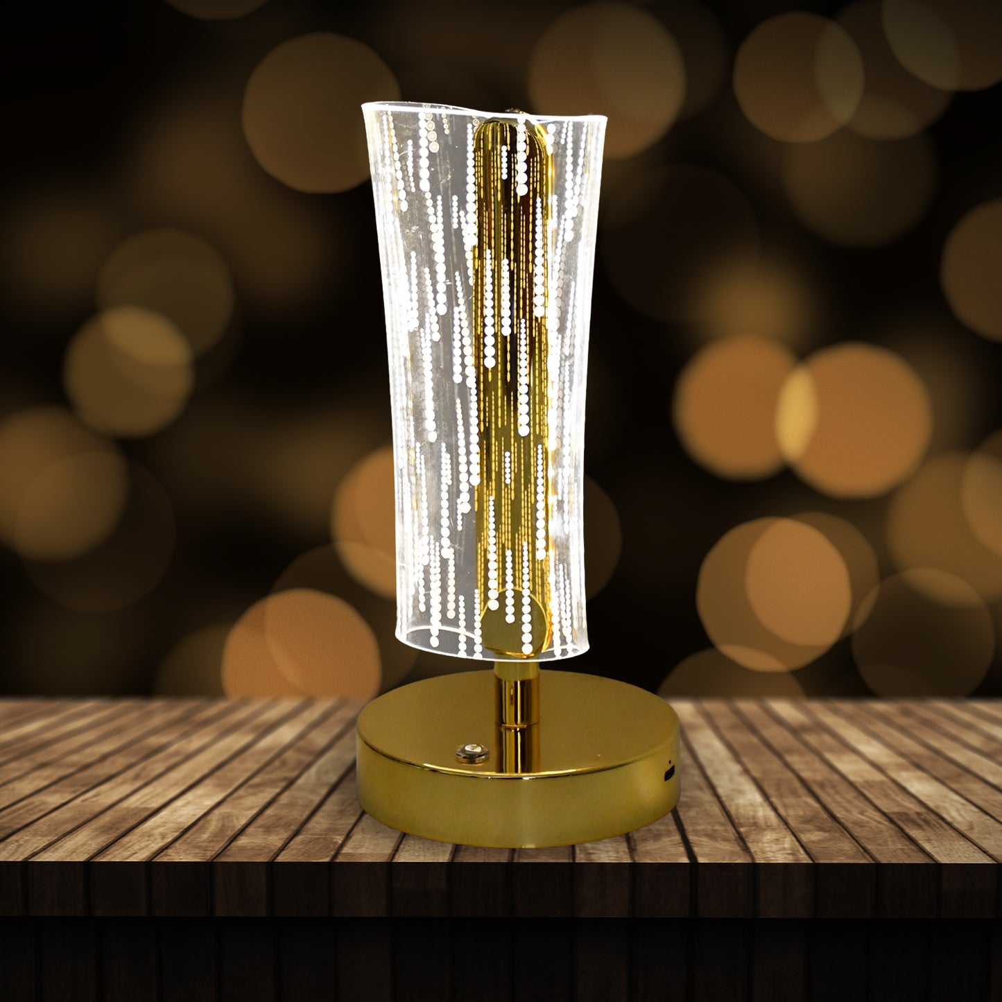 Crystal LED Table Lamp with Golden Base - USB Rechargeable Decorative Light (1 Pc) - Happy Price - Image 3