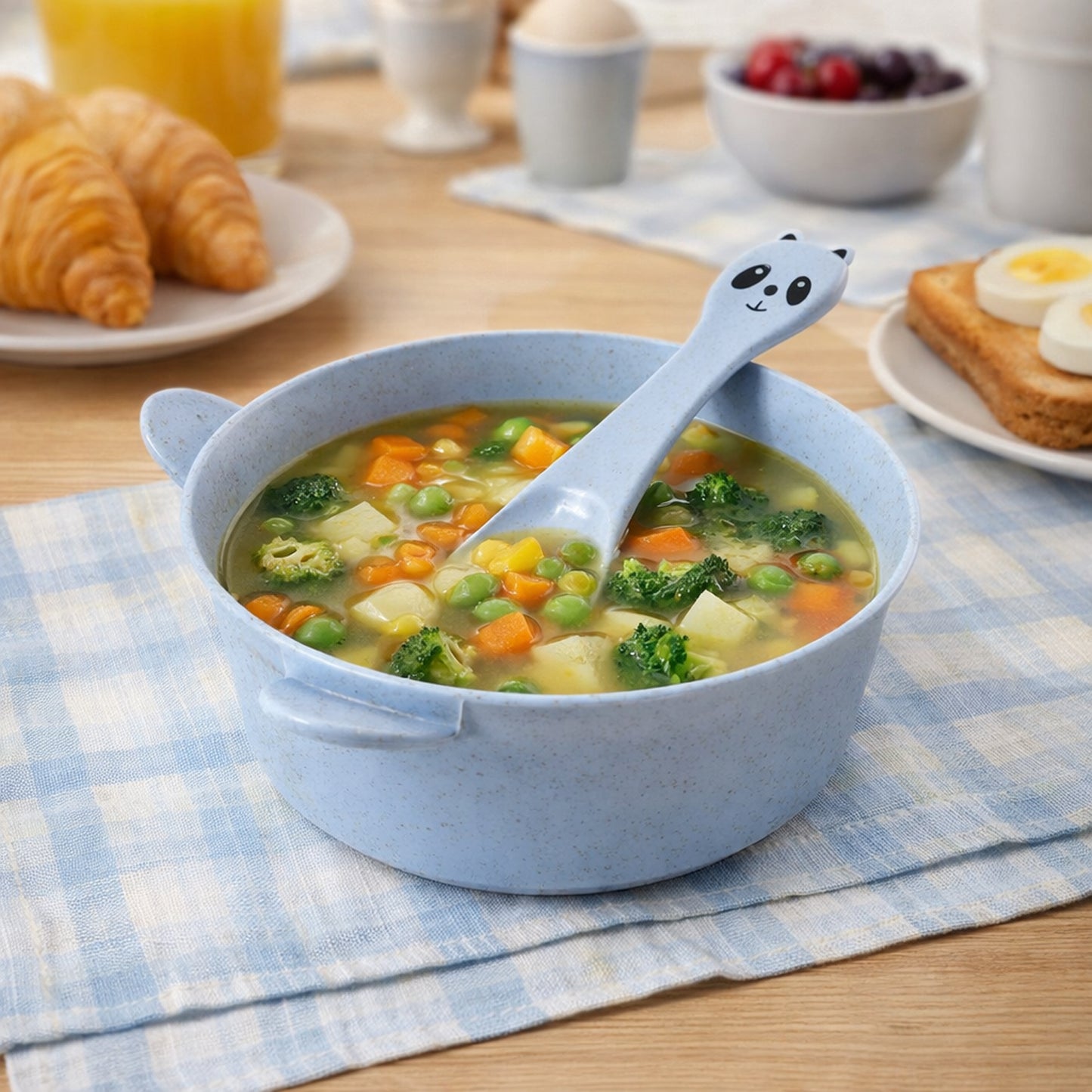 Wheat Straw Kids Bowl with Spoon Set (240ml, 1 Set) - Happy Price - Image 2