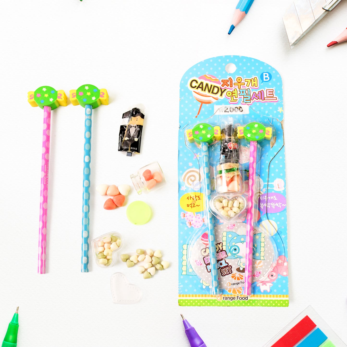 Fun Candy Design Pencil Set With Accessories (1 Set ) - Happy Price - Image 2