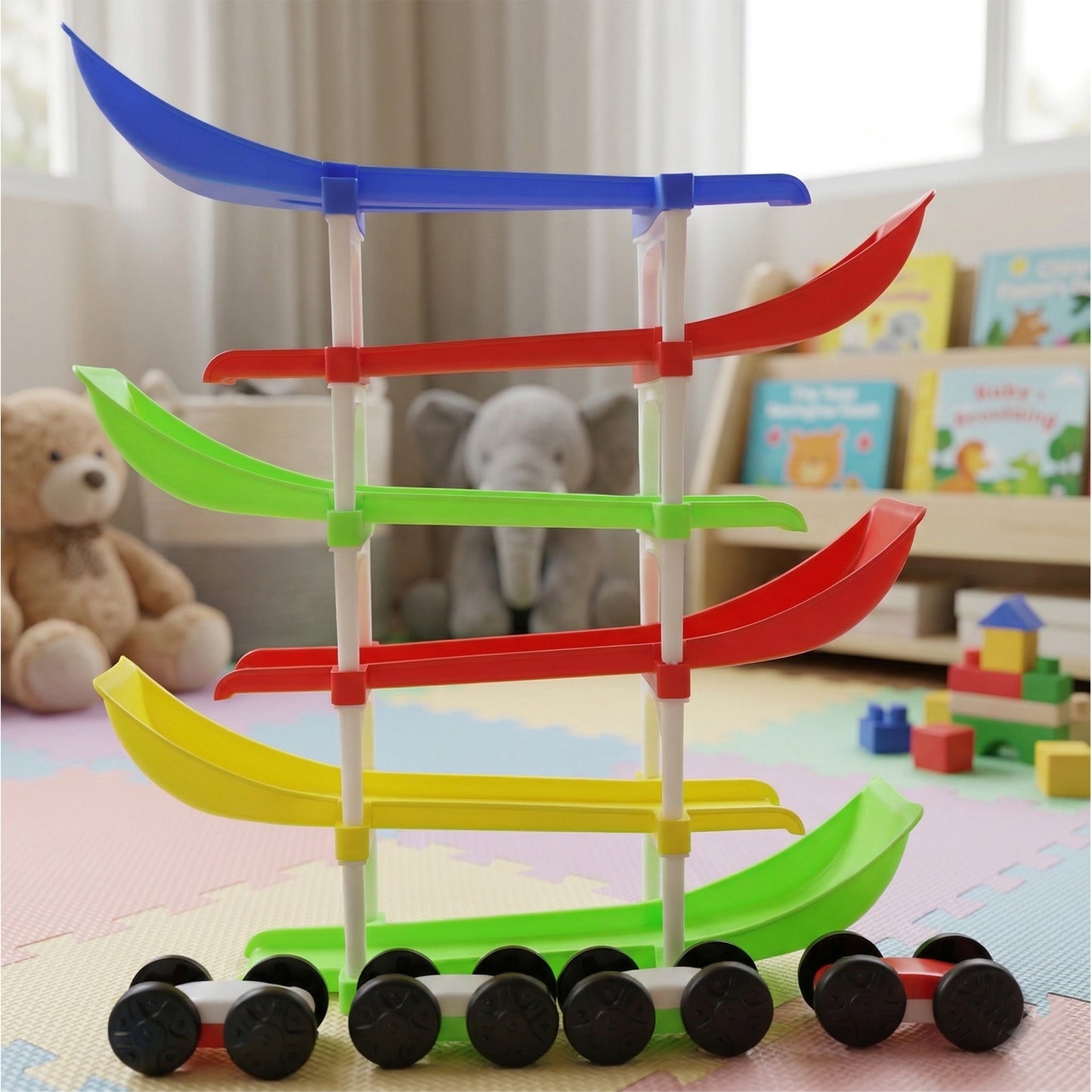 Kids Multi-Level Car Race Track Toy Set - Gravity Slide Tower with Mini Cars - Great Price - Image 6
