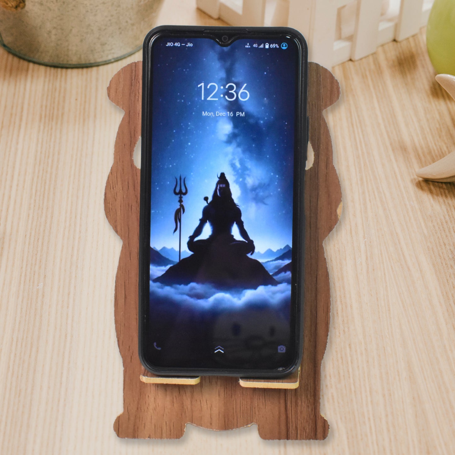 Wooden Cartoon Shape Design Mobile Stand (1 Pc) - Happy Price - Image 6