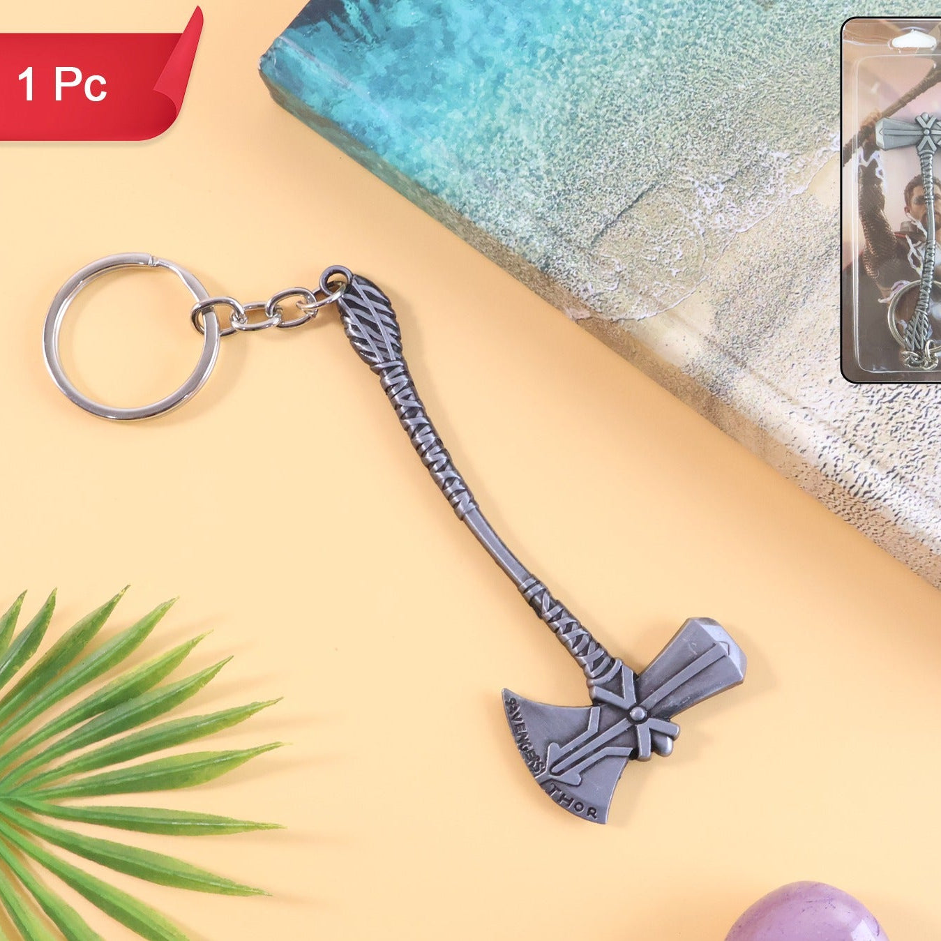 Metal Axe Keychain (1 Pc) - Durable Zinc Alloy Keyring for Cars & Bikes - Happy Price - Image 1