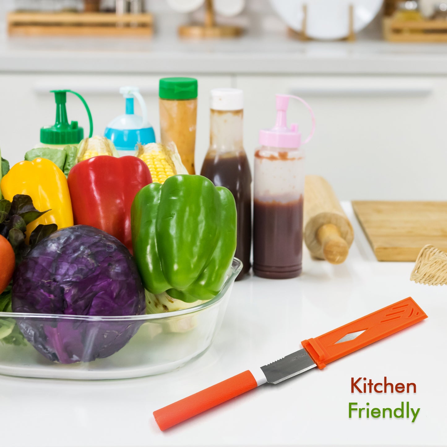 Stainless Steel Knife For Kitchen Use Knife Set Knife Non-slip Handle With Blade Cover Knife - Happy Price - Image 5