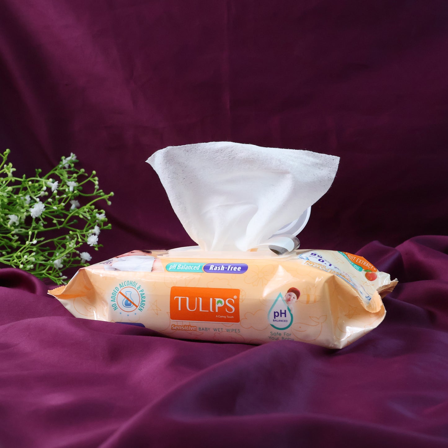 Tulips Sensitive Baby Wet Wipes - Gentle Cleansing with Peach & Apricot, 72 Pcs - Happy Price - Image 4