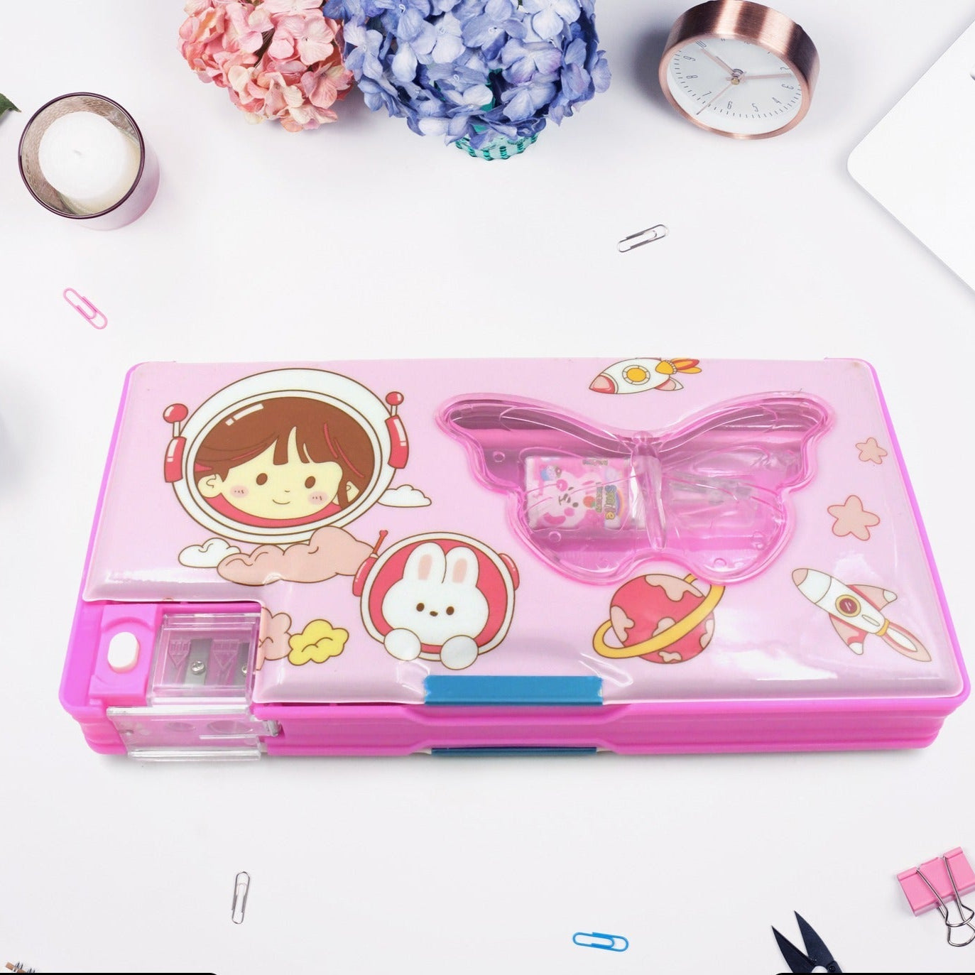 Printed Pencil Case For Kidsmulti Compartment Compass Pencil Box With Sharpener Eraser Pencil Scale School Supplies Pencil Compass Boxstationery Case (Pack Of 1) - Happy Price - Image 1