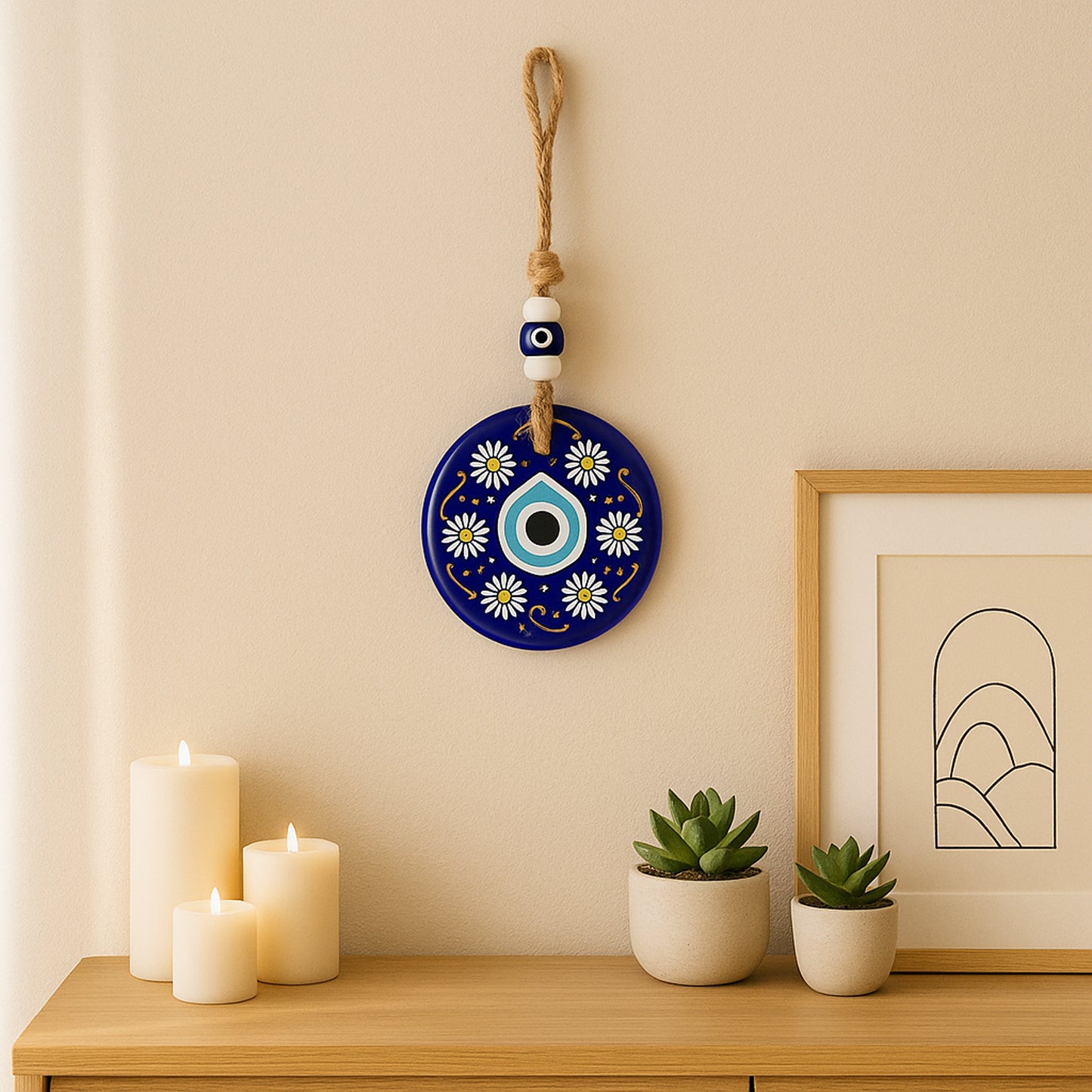 Decorative Evil Eye Wall Hanging Nazar Protector Charm with Beads - 1 Pc - Happy Price - Image 7