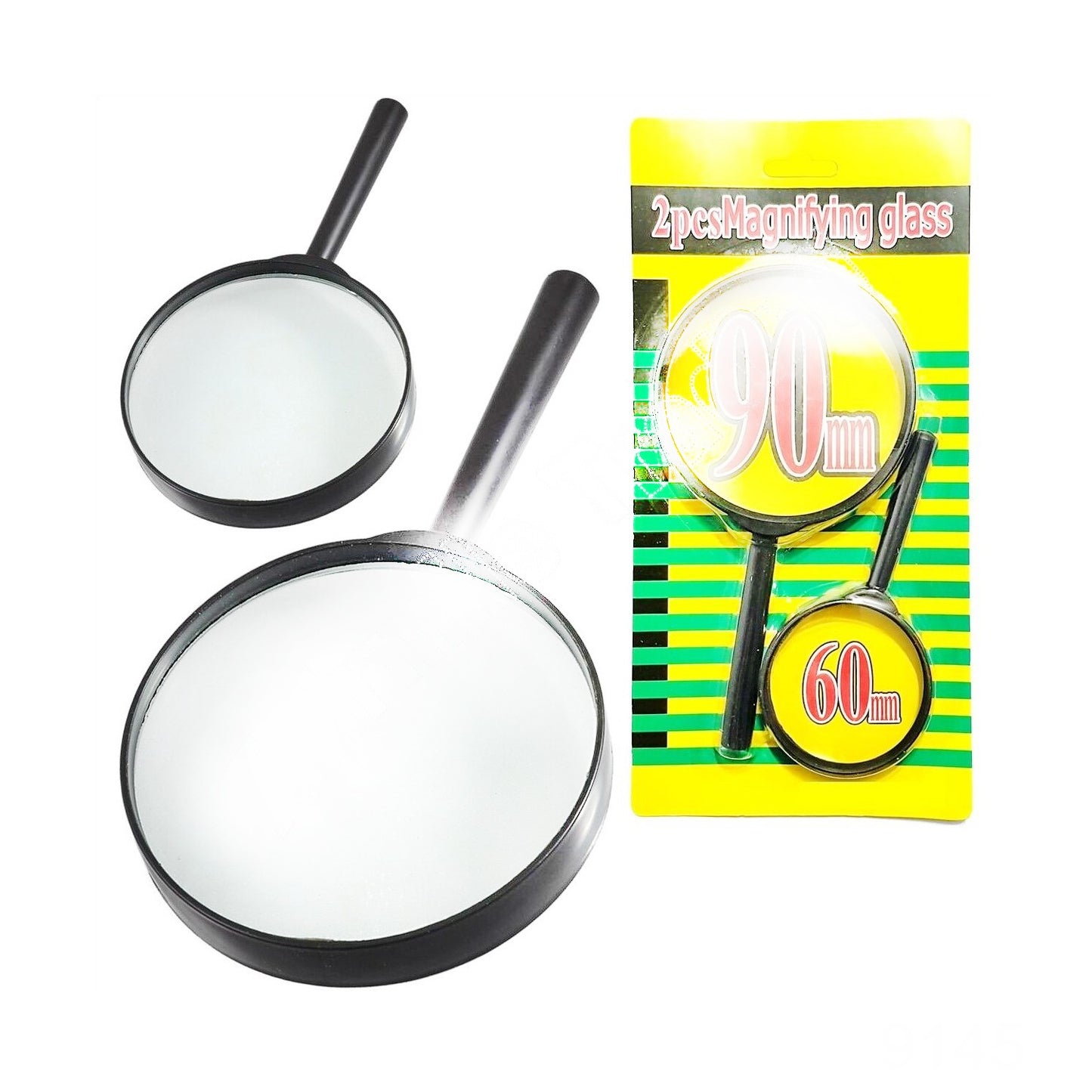2 Pc Glass Magnifying Glass Set for Reading - 90mm & 60mm Lenses - Happy Price - Image 4