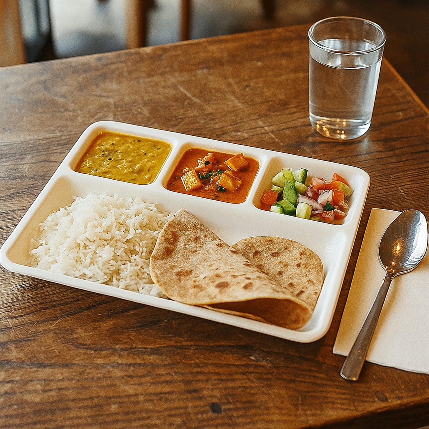 White 4-Compartment Plastic Serving Tray - 33x25 cm, 1 Pc - Happy Price - Image 6