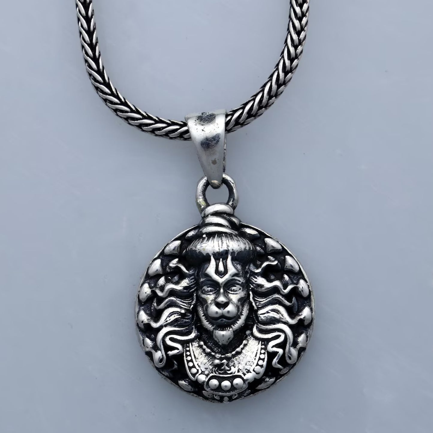 Hanuman Facelocket With Chain Pendant Necklace Chain (1 Pc) - Happy Price - Image 2