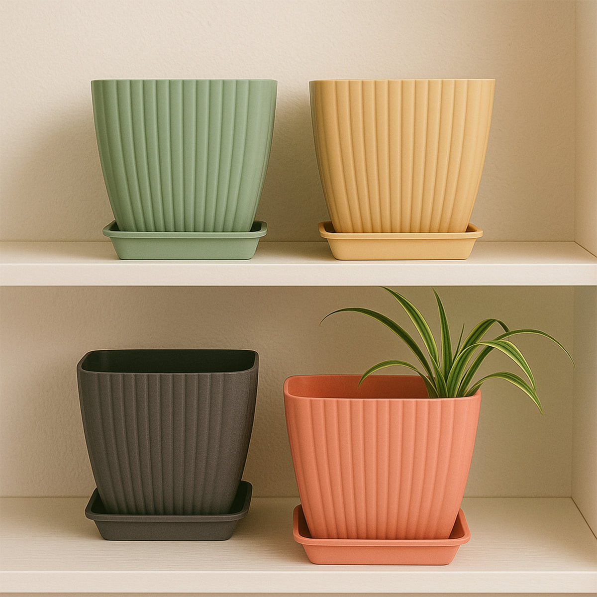 Trendy Square Plastic Flower Pots Set Of 5 - Happy Price - Image 6