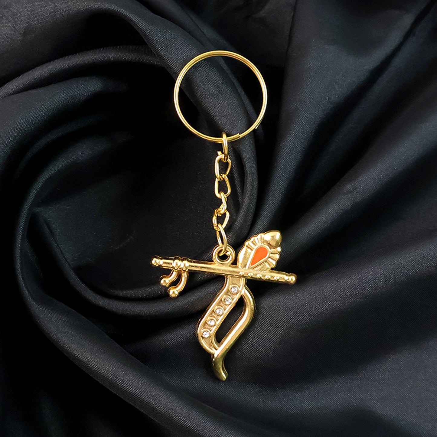 Krishna Flute & Peacock Feather Metal Keychain (1 Pc) - Happy Price - Image 4