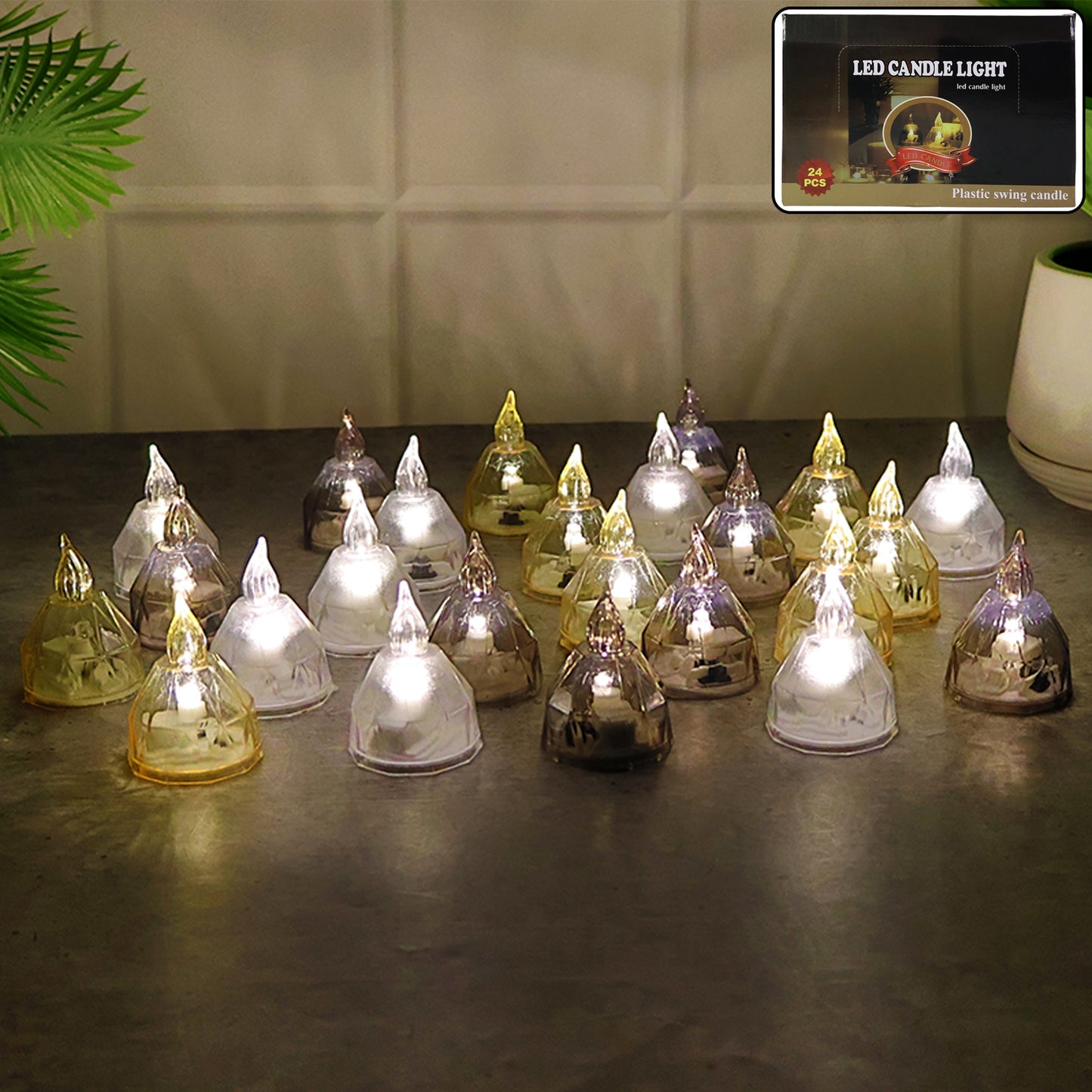 24 Piece LED Flameless Candle Lights Set with Crystal Finish - Safe Decorative Tealights for Home & Events - Happy Price - Image 7