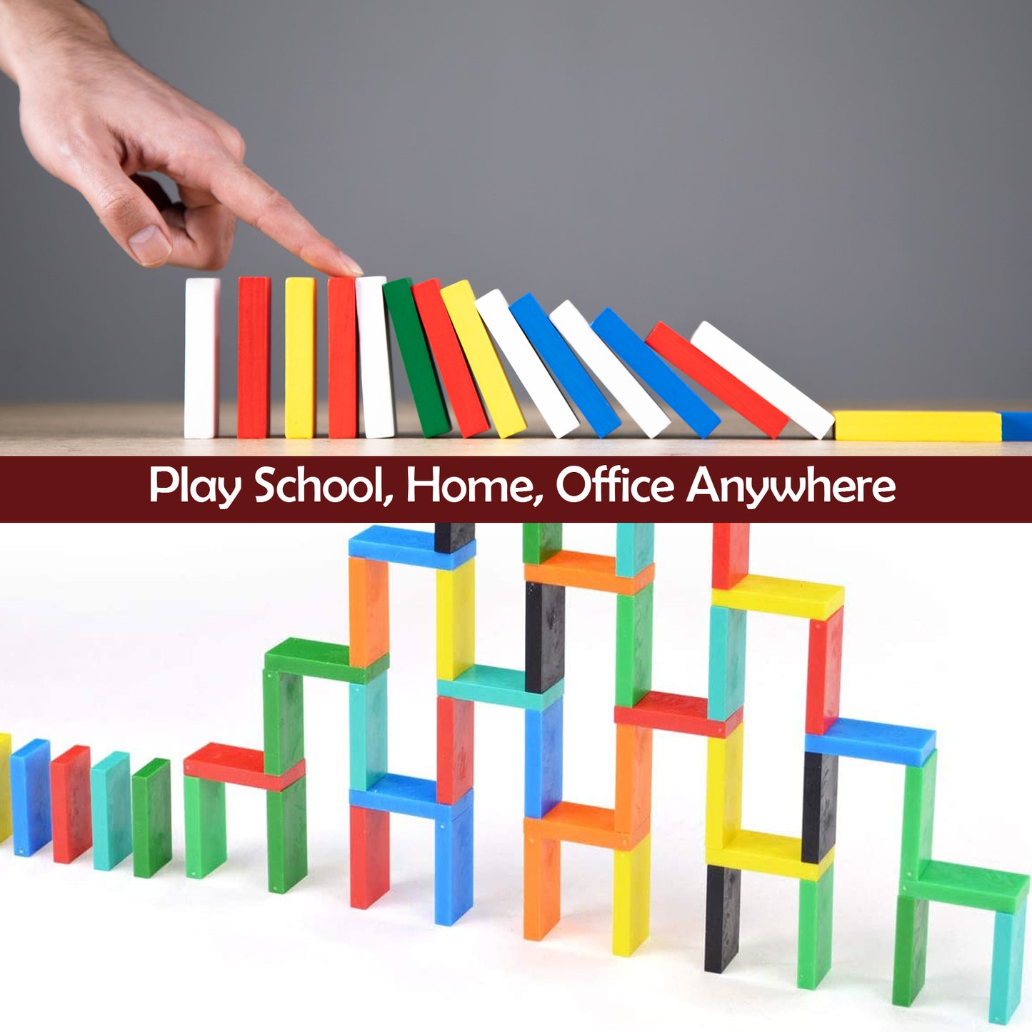 120pc Dominoes Blocks Set Multicolor Wooden Toy Building Indoor Game Toy. - Happy Price - Image 2
