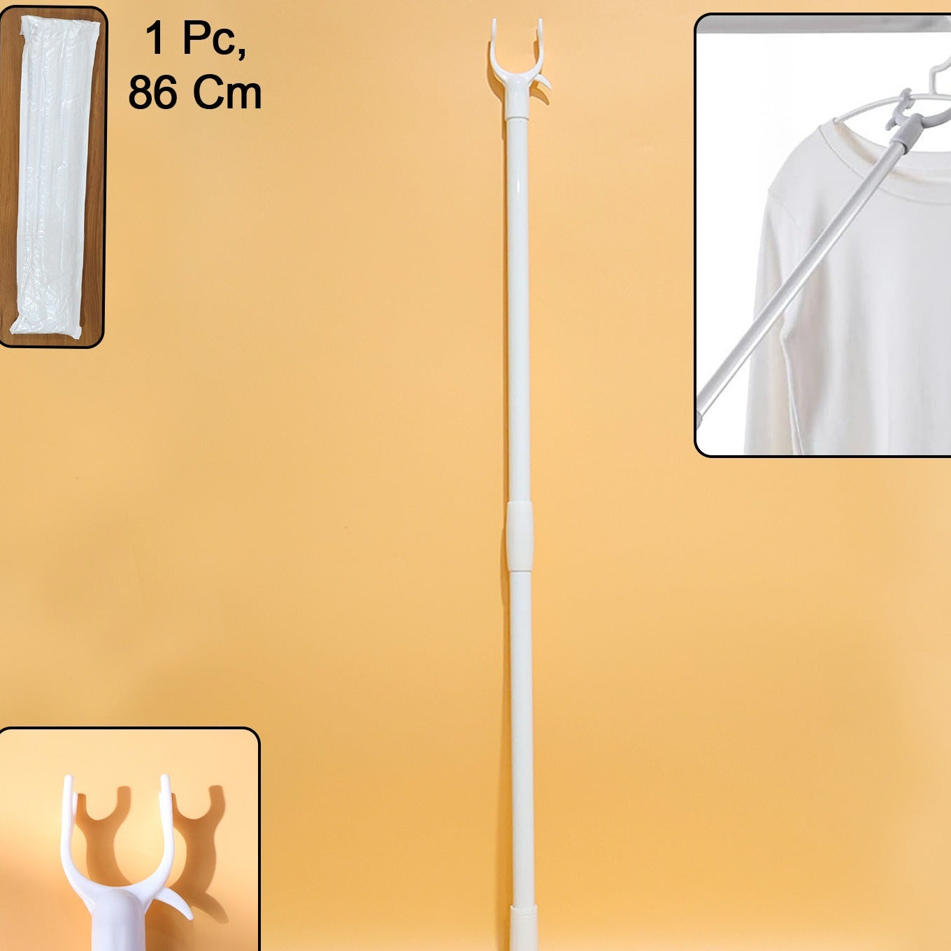 86 cm Long Reach Clothes Hook Rod for Wardrobes & High Hangers (1 Pc) - Happy Price - Image 1