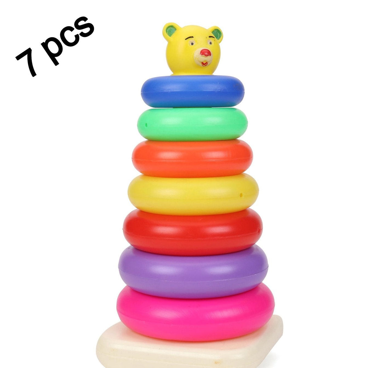 Plastic Baby Kids Teddy Stacking Ring Jumbo Stack Up Educational Toy 7pc - Happy Price - Image 1