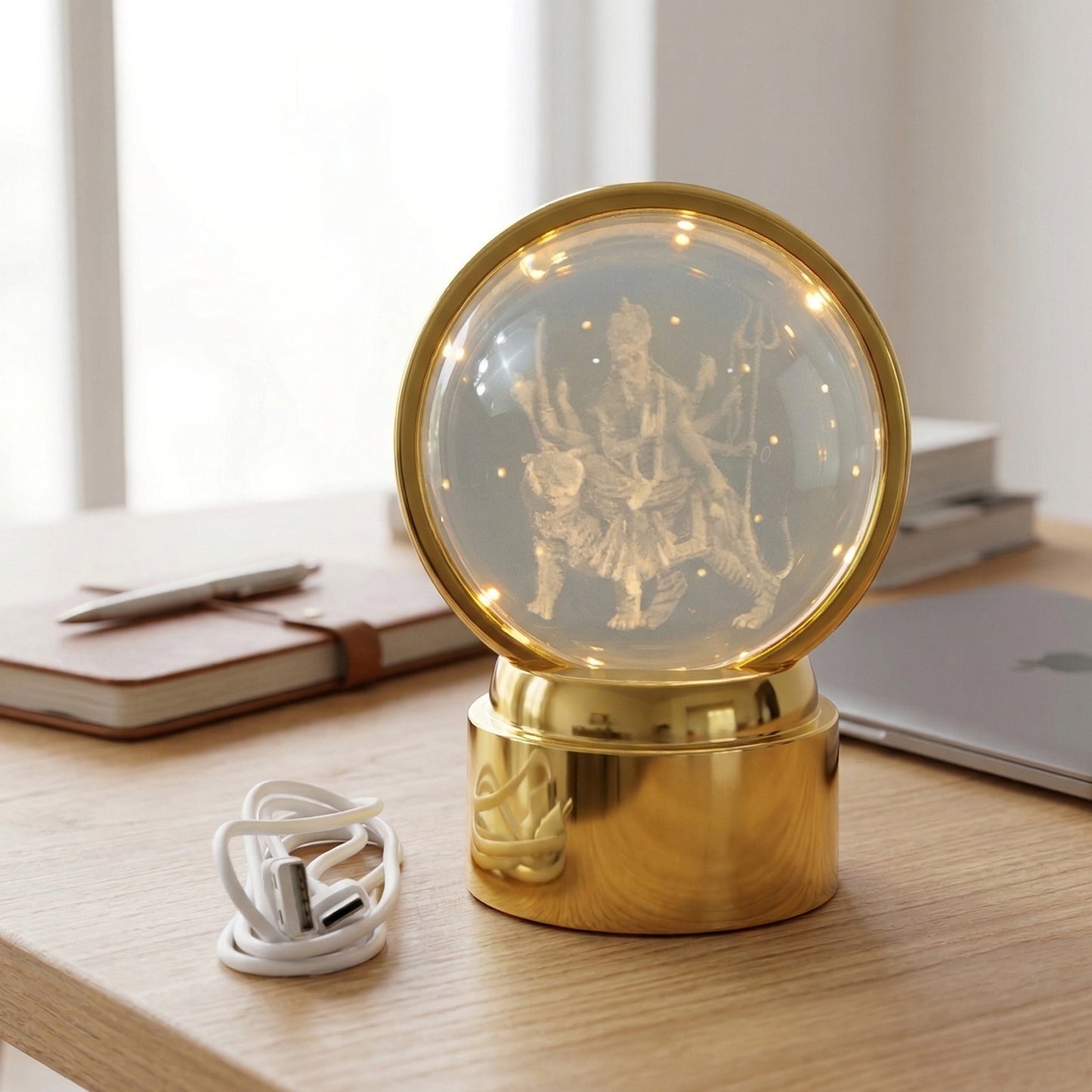 3D Crystal Ball Lamp with Goddess Figure - USB Powered Warm LED Night Light (1 Pc) - Great Price - Image 6