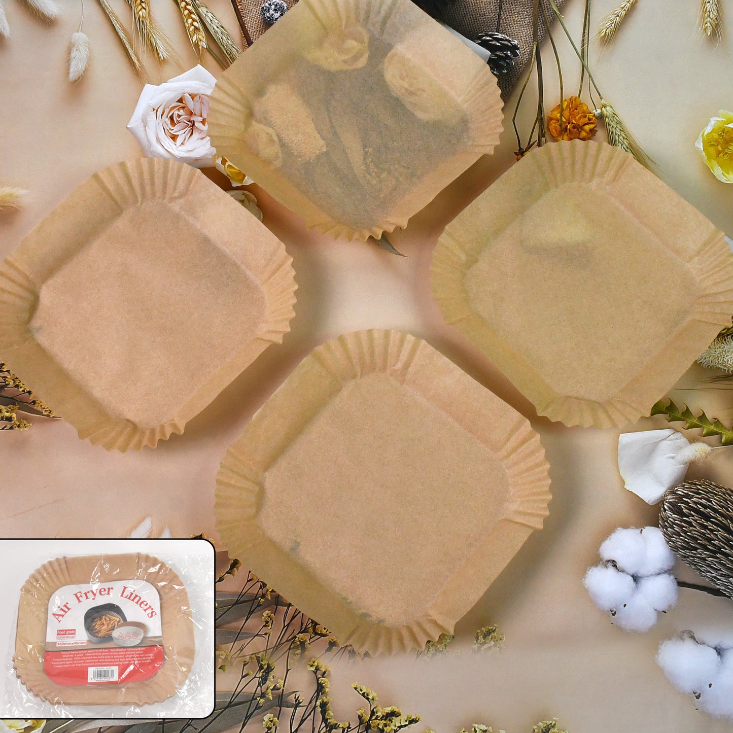 Square Air Fryer Disposable Paper Liner (50 Pcs Set 160mmx45mm) - Happy Price - Image 2