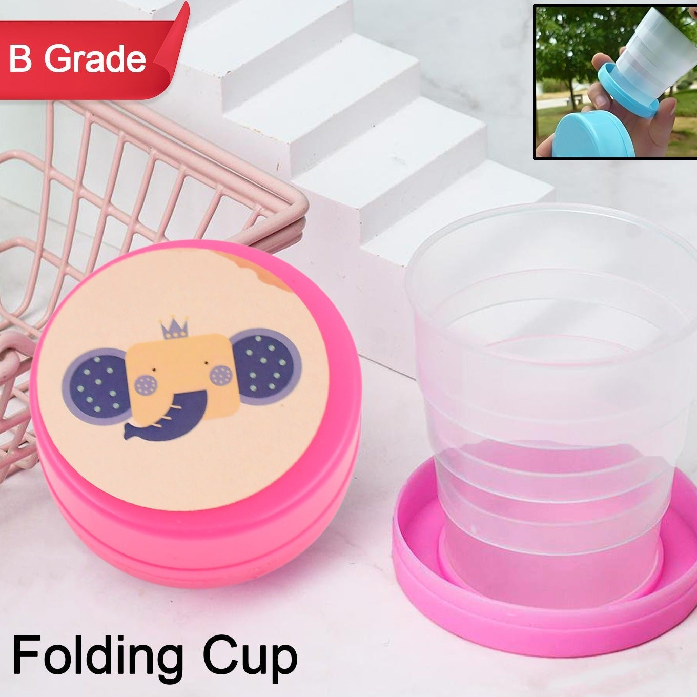Portable Collapsible Travel Cup with Lid (1 Pc) - Happy Price - Image 1