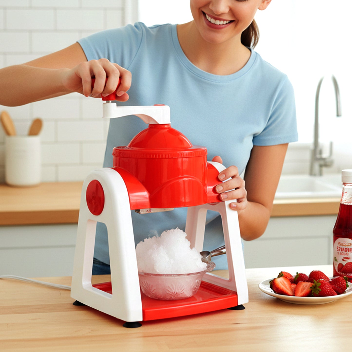 Manual Gola Maker - Red, Portable Ice Slush Machine - Great Price - Image 6