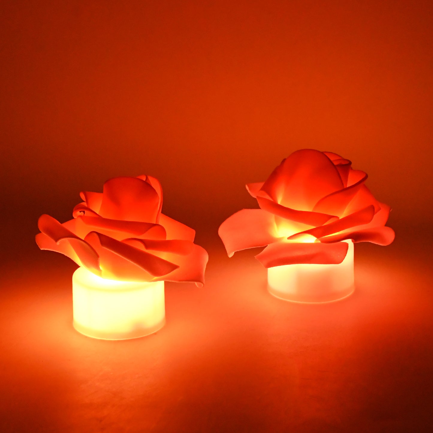 Rose Flower LED Tealight Candles - Set of 2 Flickering Flameless Lights - Happy Price - Image 3