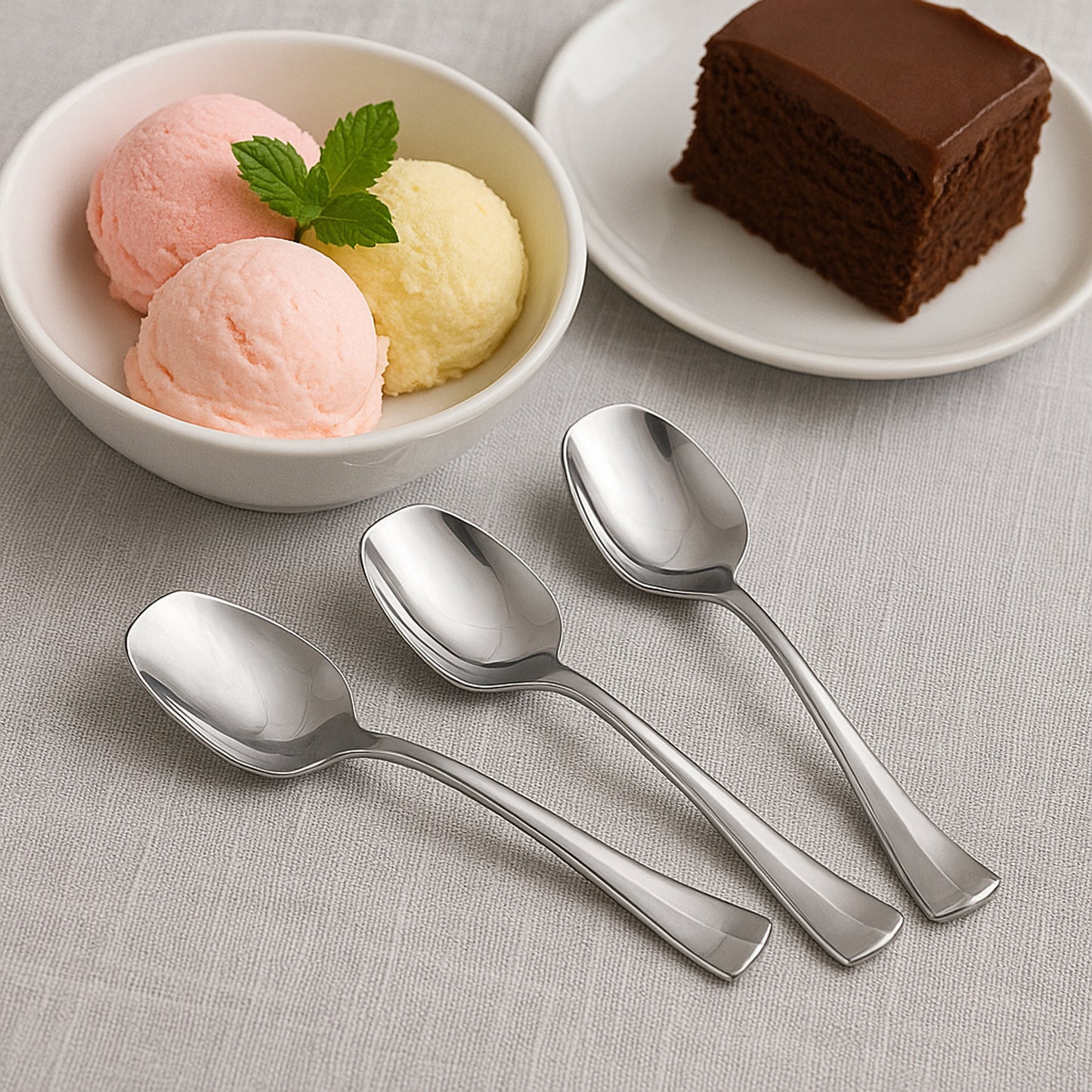 Stainless Steel Dessert Spoons - 3 Piece Set for Ice Cream & Falooda - Happy Price - Image 5
