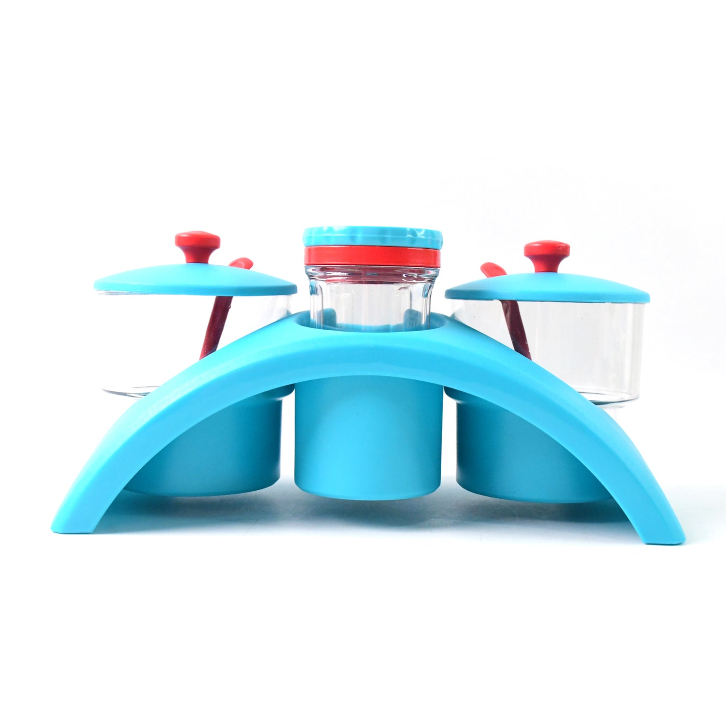 4 Pc Condiment Storage Set with Stand - Airtight Pickle, Salt & Pepper Containers - Happy Price - Image 2