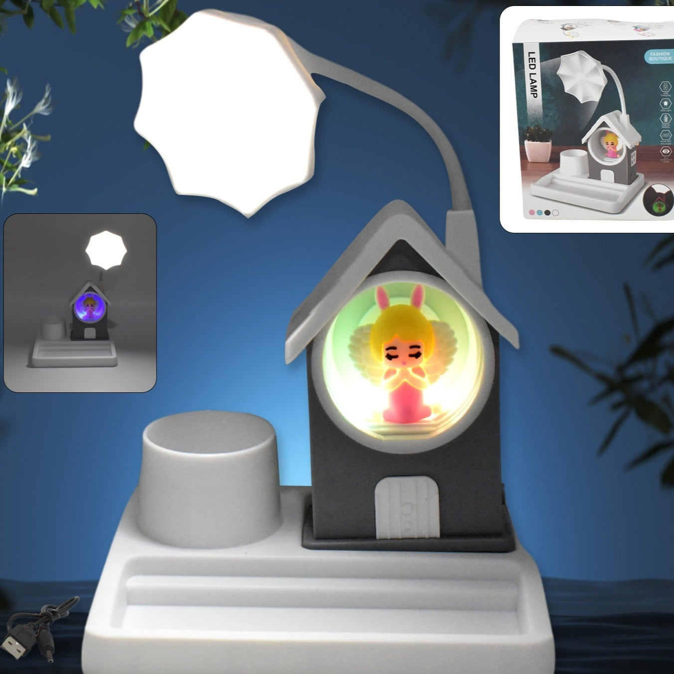 Cute Lovely Cartoon Home Design With Plastic Base Led Desk Light Multi Color Changes (1 Pc) - Happy Price - Image 1