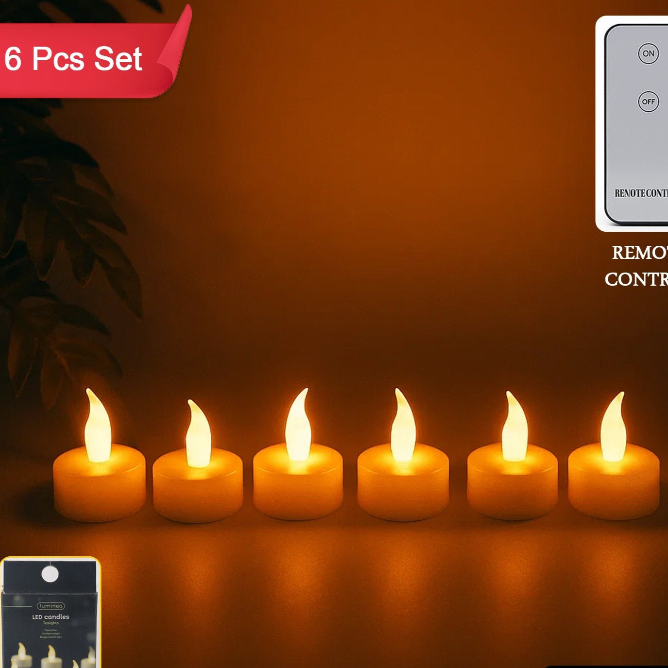 6 Piece LED Flameless Candle Set with Remote - Warm Flickering Glow - Happy Price - Image 1