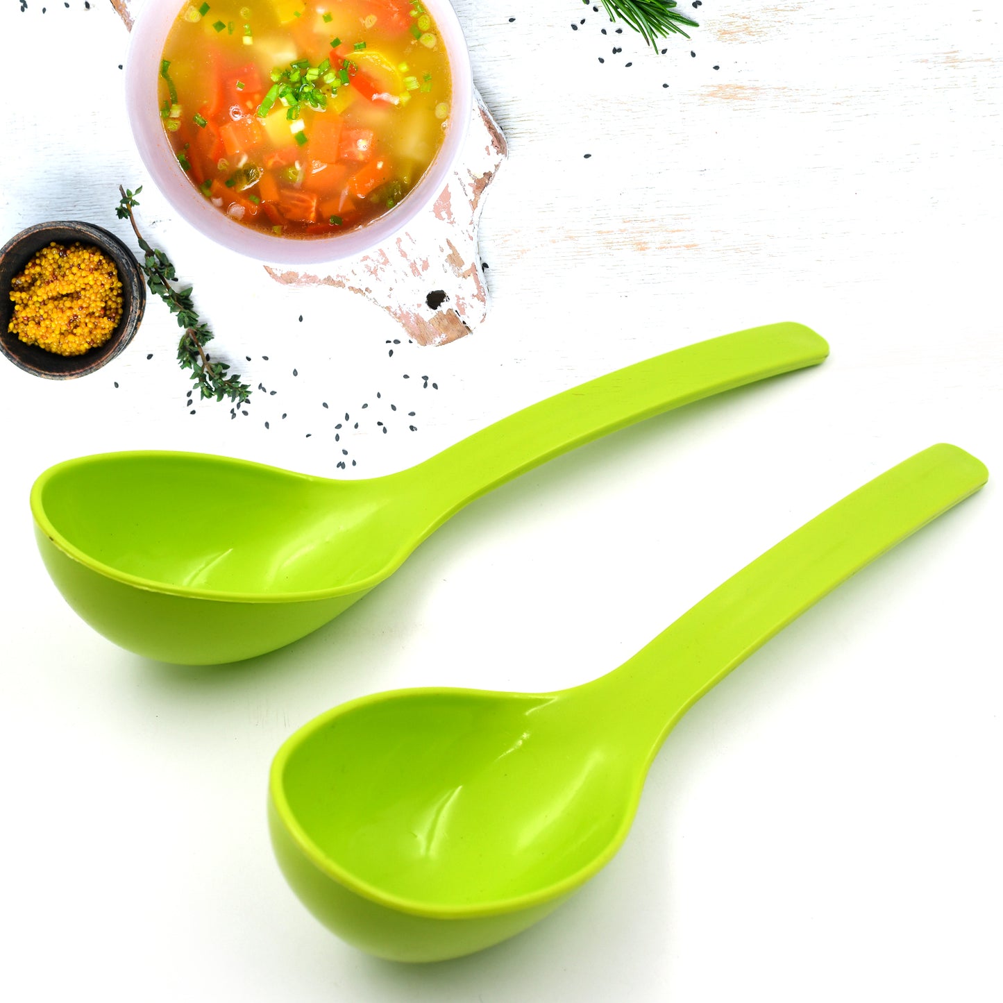 Plastic Spoon Kitchen Multipurpose Serving Ladle For Frying Serving Turner Curry Ladle Serving Rice Spoon Used While Eating And Serving Food Stuffs Etc (2 Pcs Set 10 Inch ) - Happy Price - Image 2