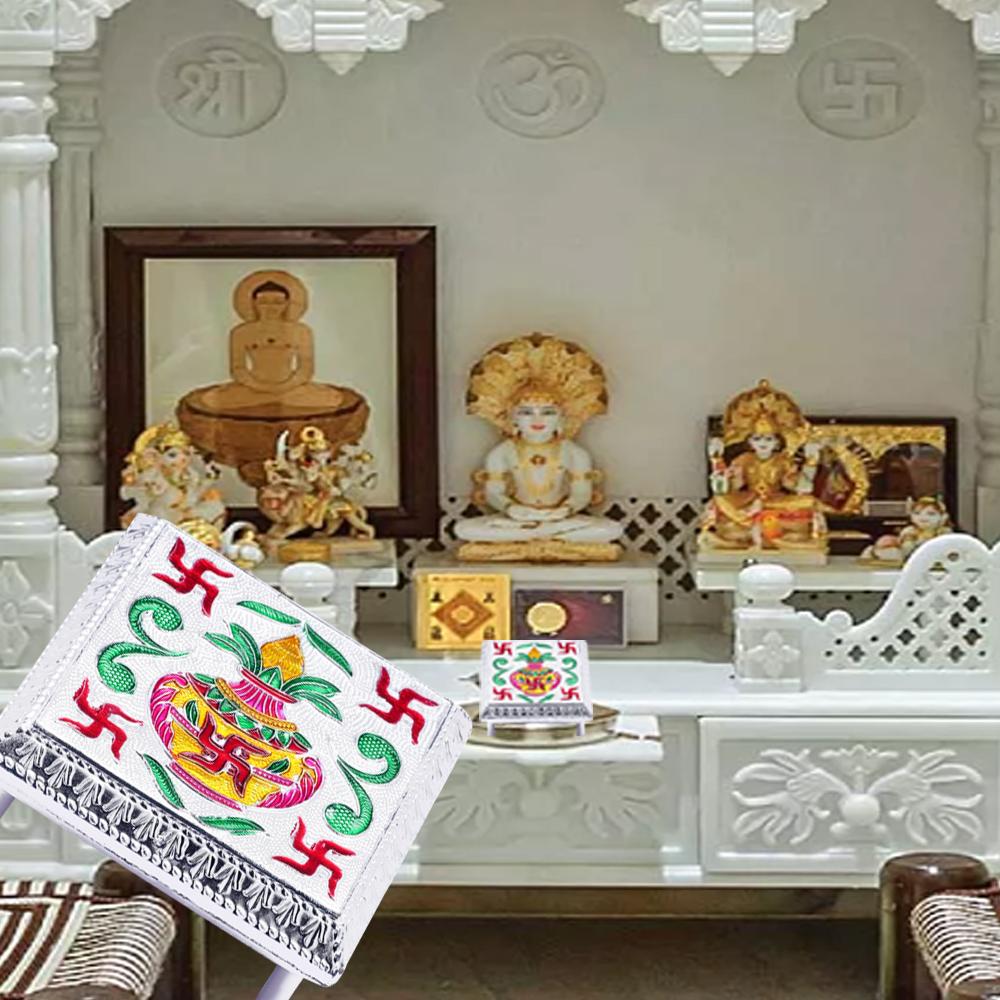 Designer Wooden Bajot with White Metal Meenakari Work - Happy Price - Image 3