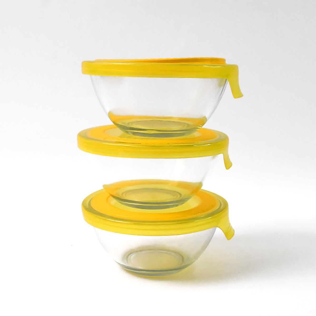 Dazzle Glass Bowl Set Mixing Storage Bowls With Lids (3 Pcs Set) - Happy Price - Image 4