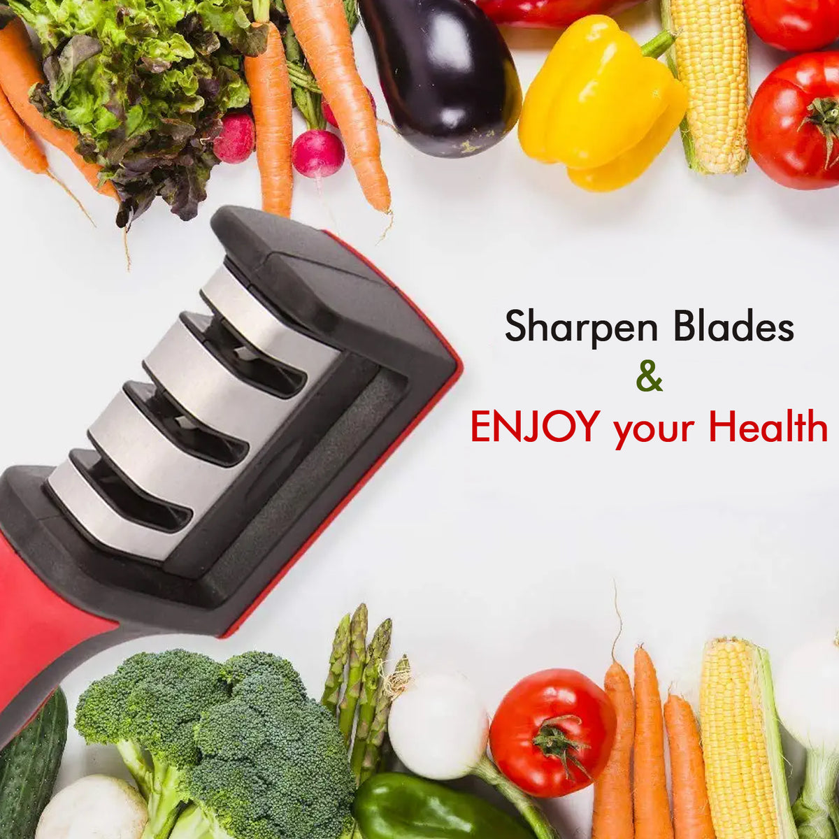 Manual Red Knife Sharpener 3 Stage Sharpening Tool For Ceramic Knife And Steel Knives. - Happy Price - Image 3