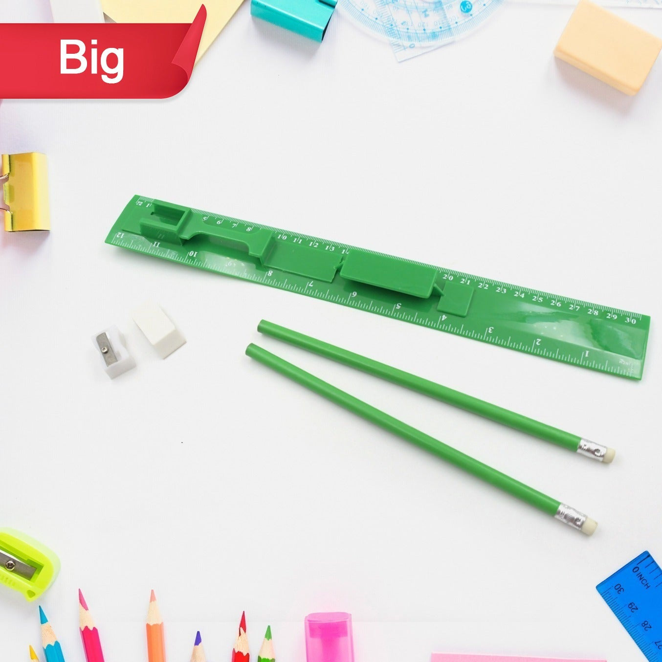 School Office Set (Ruler 2 Pencils Eraser Sharpener) Stationary Set 5 Items Educational Item For School Going Kids Stationary Set For Girls Boysstationary For Schoolgift Pack For Girls Kidsbirthday Gift Kids (5 Pc Set ) - Happy Price - Image 1