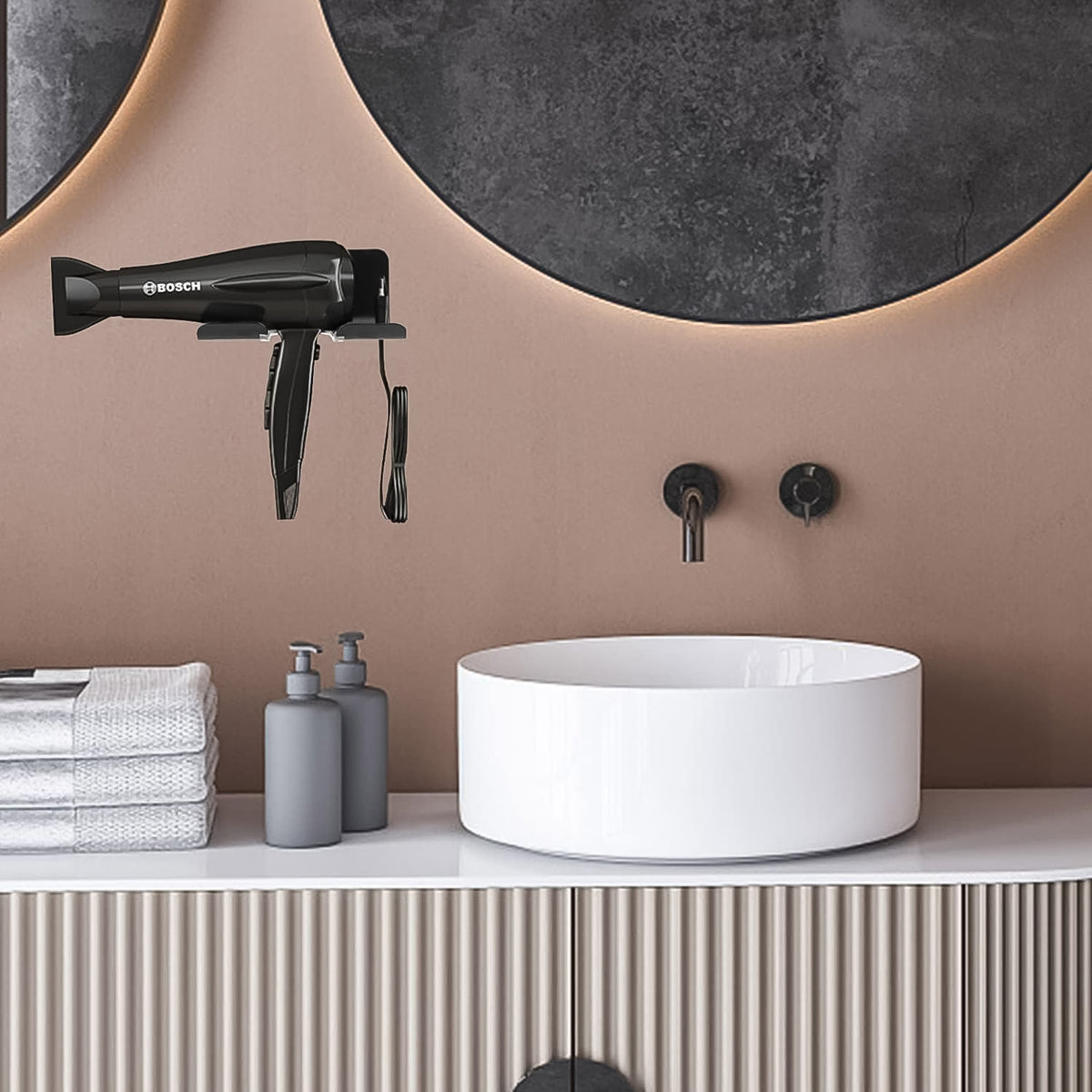 Wall Mounted Hair Dryer Holder - Plastic Organizer Rack for Bathroom & Bedroom - Happy Price - Image 3
