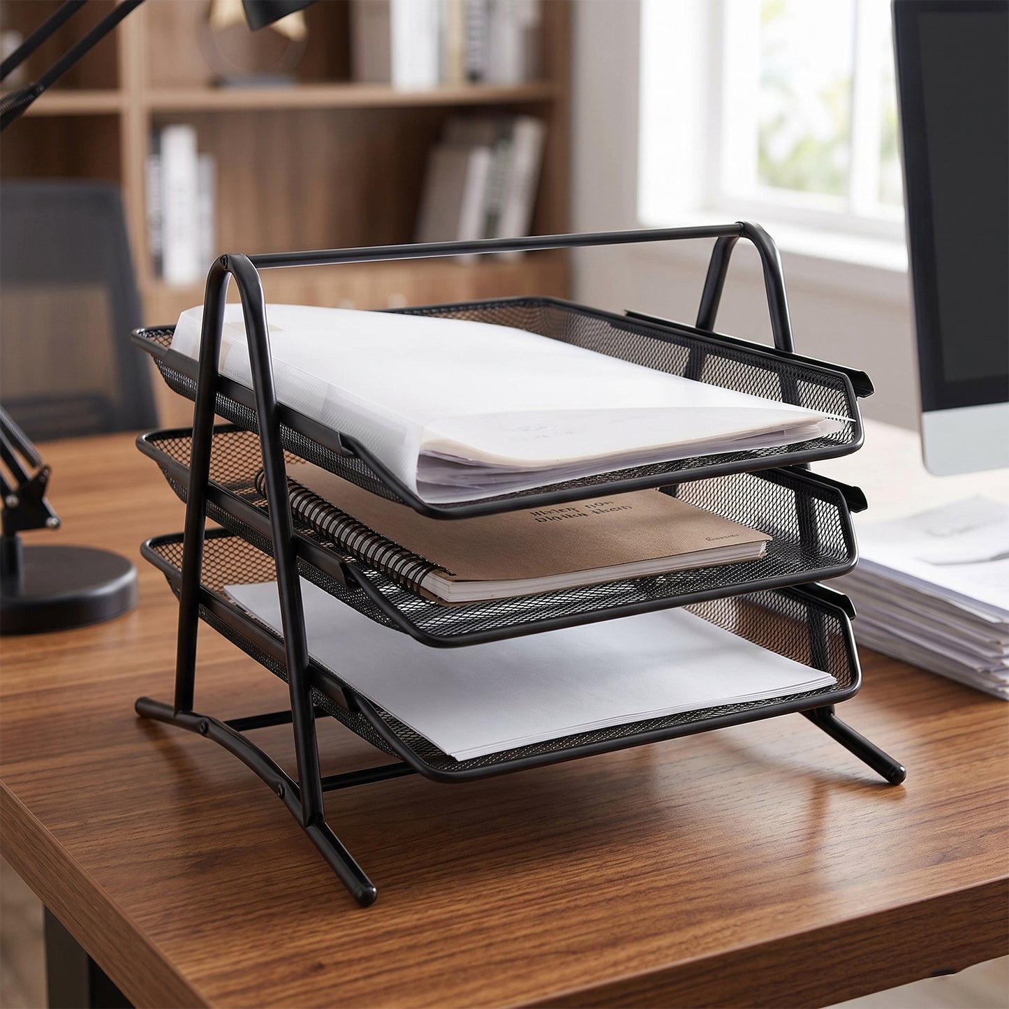3-Tier Metal Desk Organizer Rack Stand - Heavy Duty Document and Stationery Holder - Great Price - Image 6