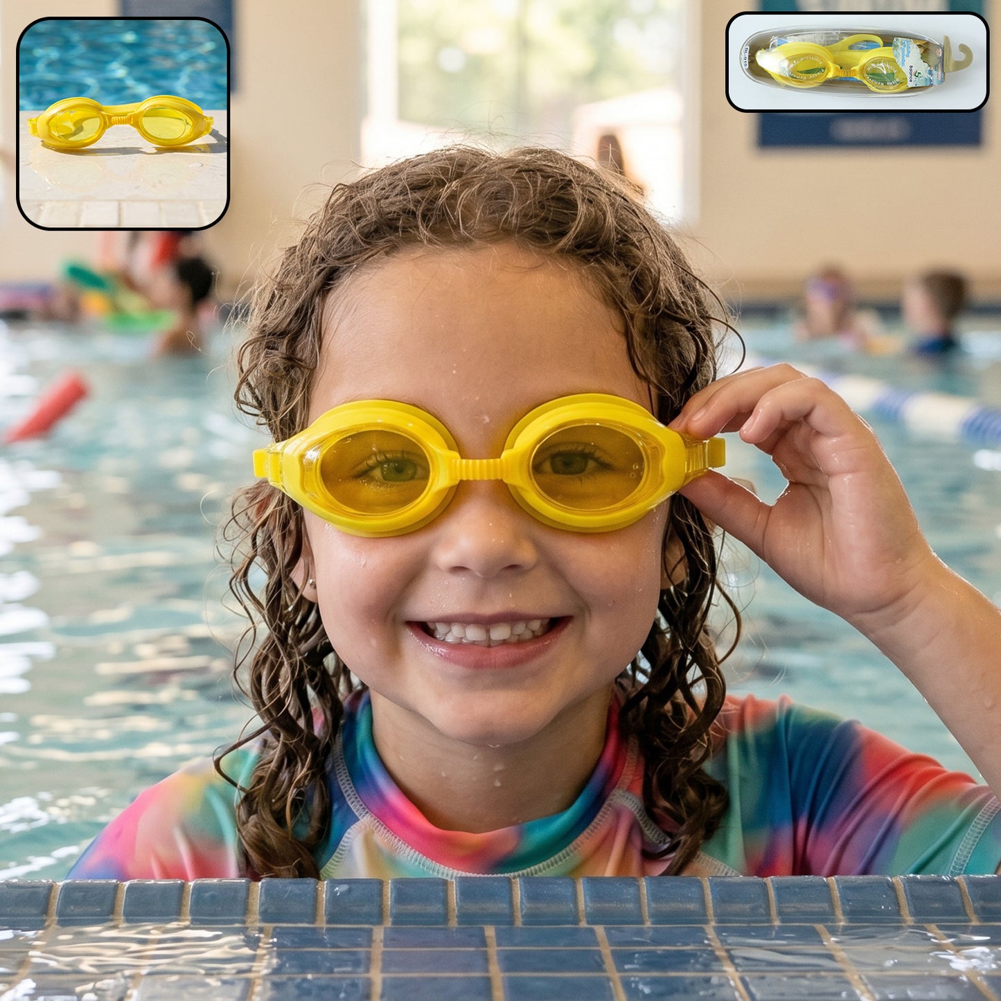 Kids Colorful Swimming Goggles With Anti-leak Seal And Adjustable Strap 1 Pc