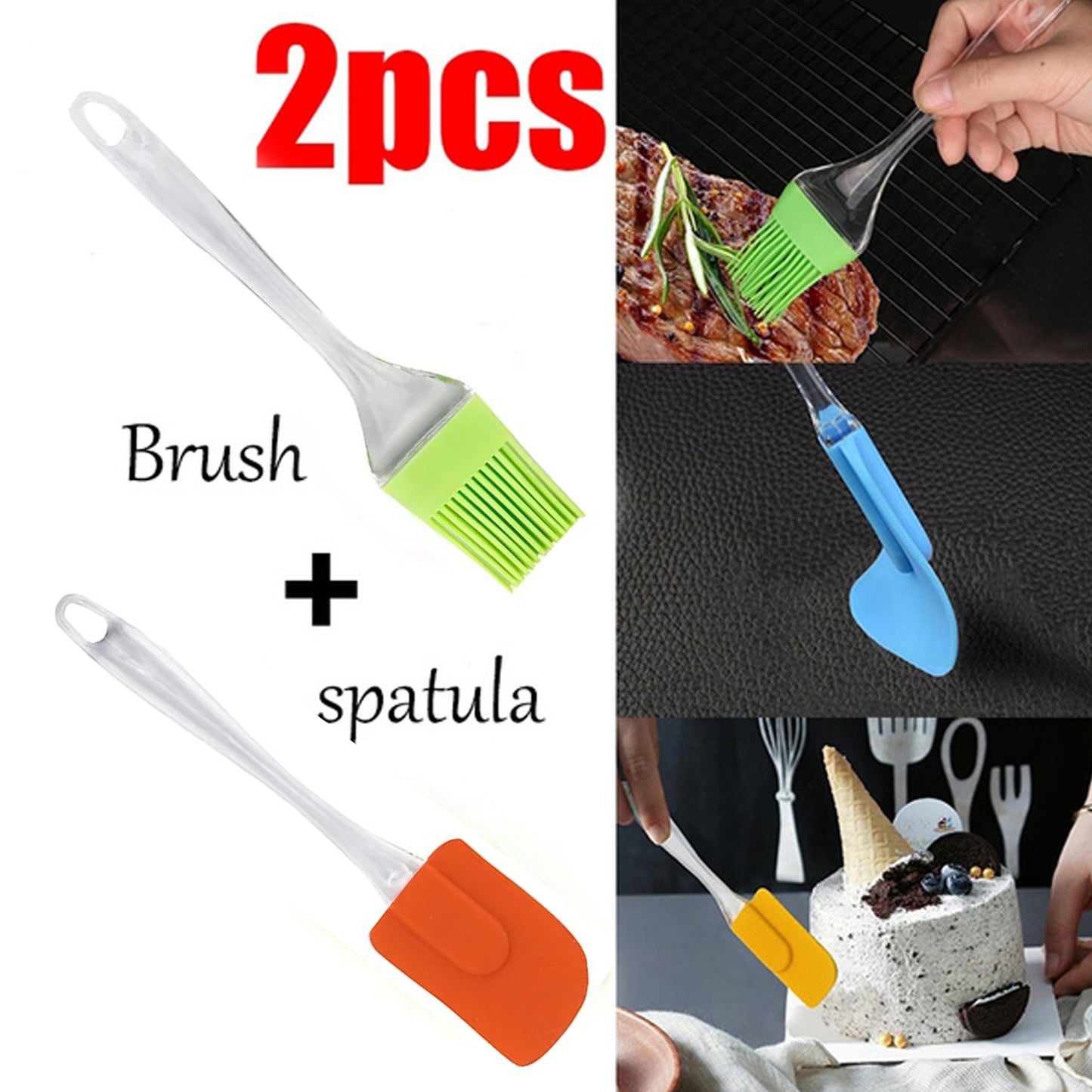 2-in-1 Silicone Pastry Brush and Spatula Set for Baking & Cooking - Happy Price - Image 2