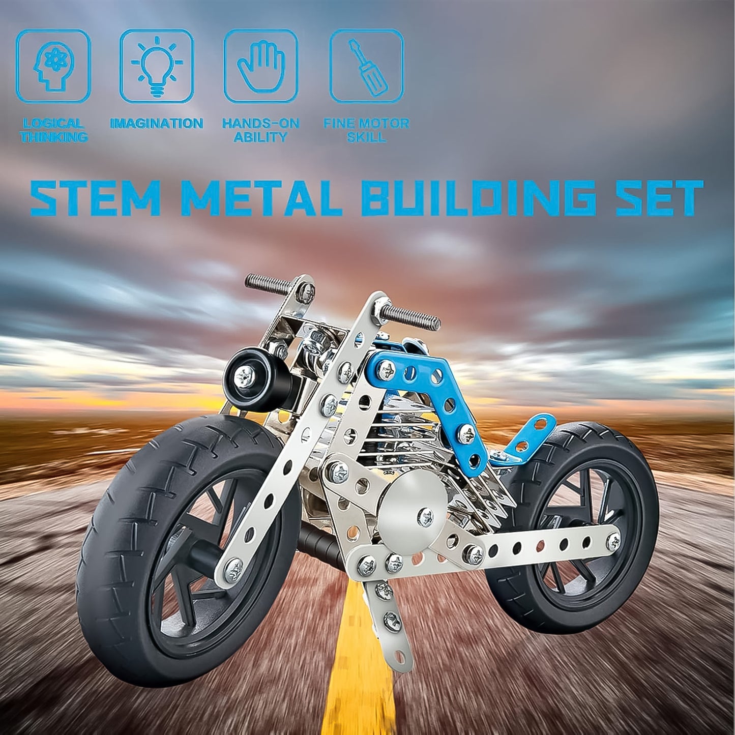 Metal Bike Creative Mechanical Construction Engineering Kit 140 Part Of Bike Tool 1 Set - Happy Price - Image 3