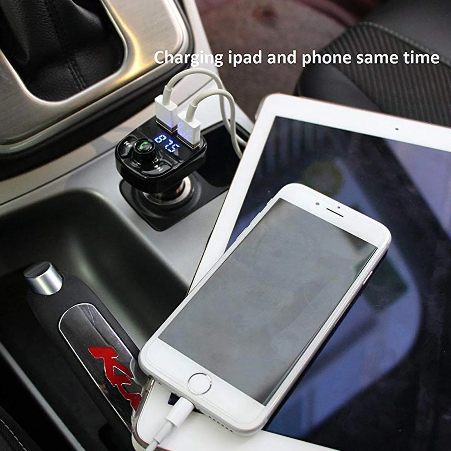 Wireless Car Charger with Dual USB Fast Charging & Bluetooth FM Transmitter 1 Pc - Great Price - Image 3