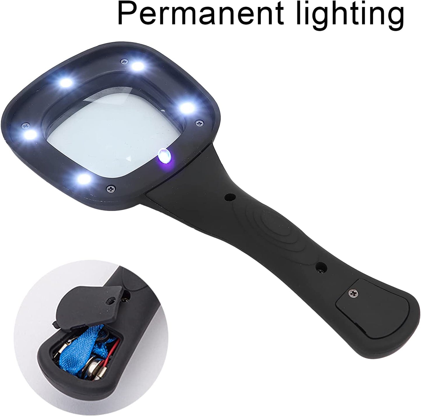 Handheld Magnifying Glass 6 Led Illuminated Lighted Magnifier For Seniors Reading Soldering Inspection Coins Jewelry Exploring - Happy Price - Image 6