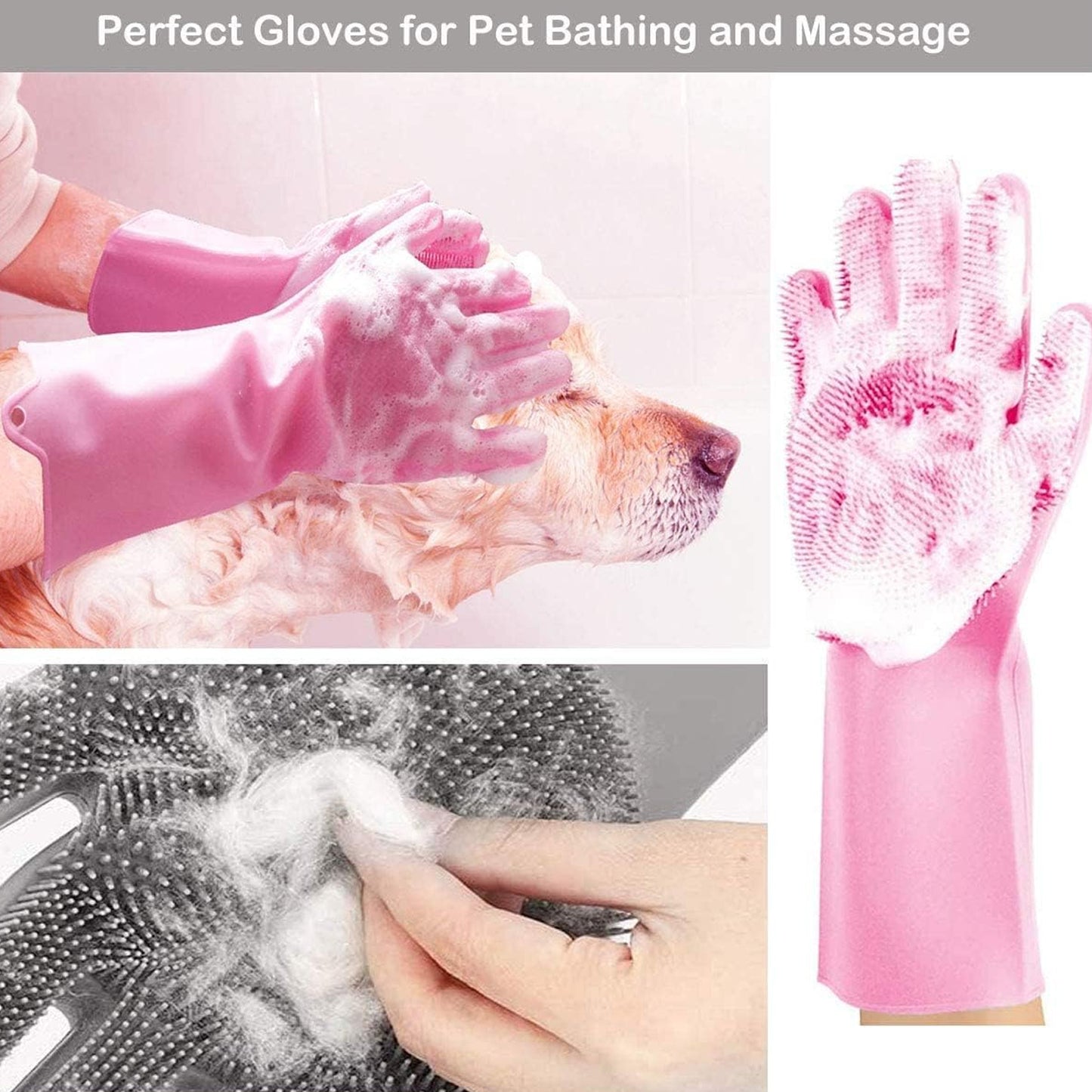 Dishwashing Gloves With Scrubber Silicone Cleaning Reusable Scrub Gloves For Wash Dish Kitchen Bathroom Pet Grooming Wet And Dry Glove (1 Pc Left Hand Gloves) - Happy Price - Image 4