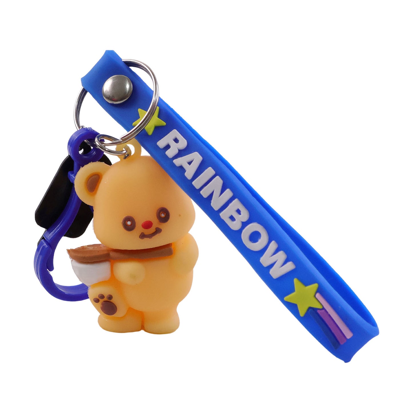 Cute Bear Charm Keychain with Rainbow Strap - 1 Pc - Happy Price - Image 4