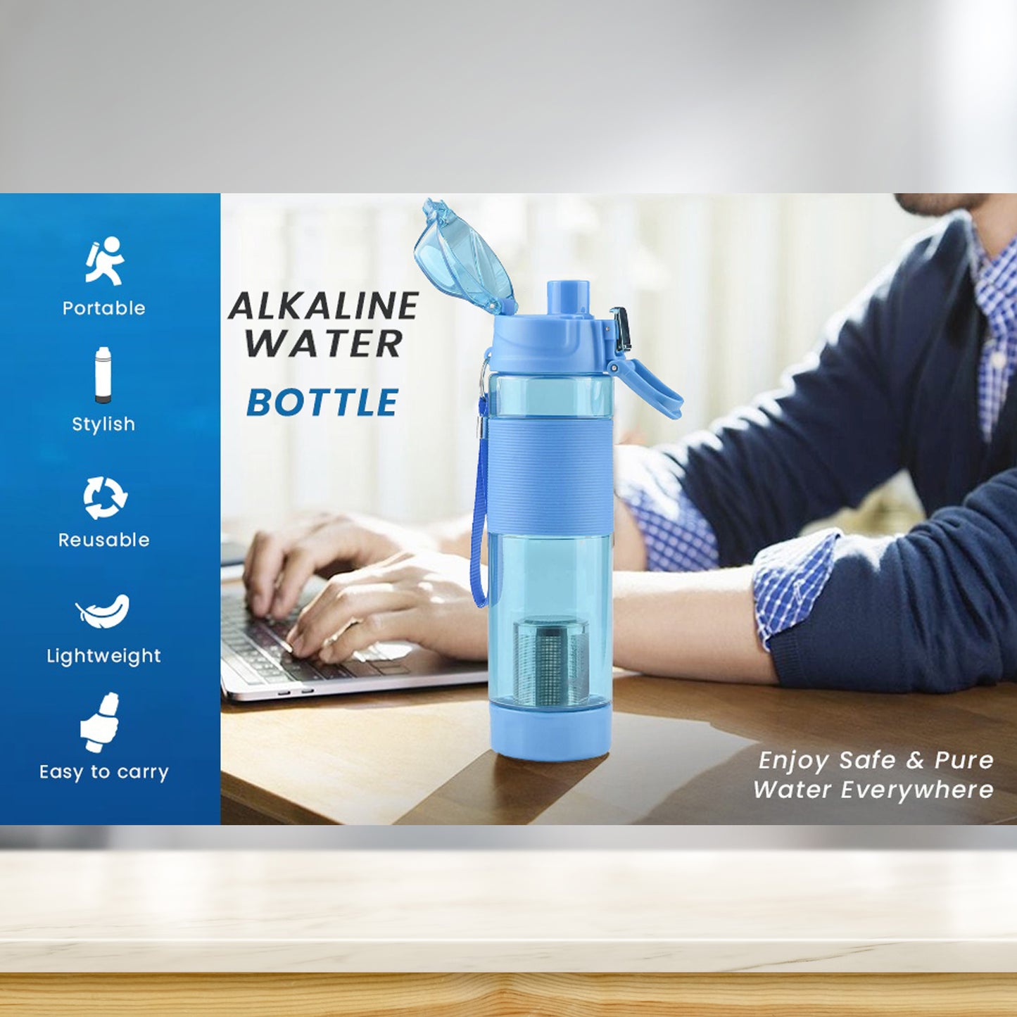 Alkaline Water Bottle With Food Grade Plastic Stylish And Portable - Happy Price - Image 3