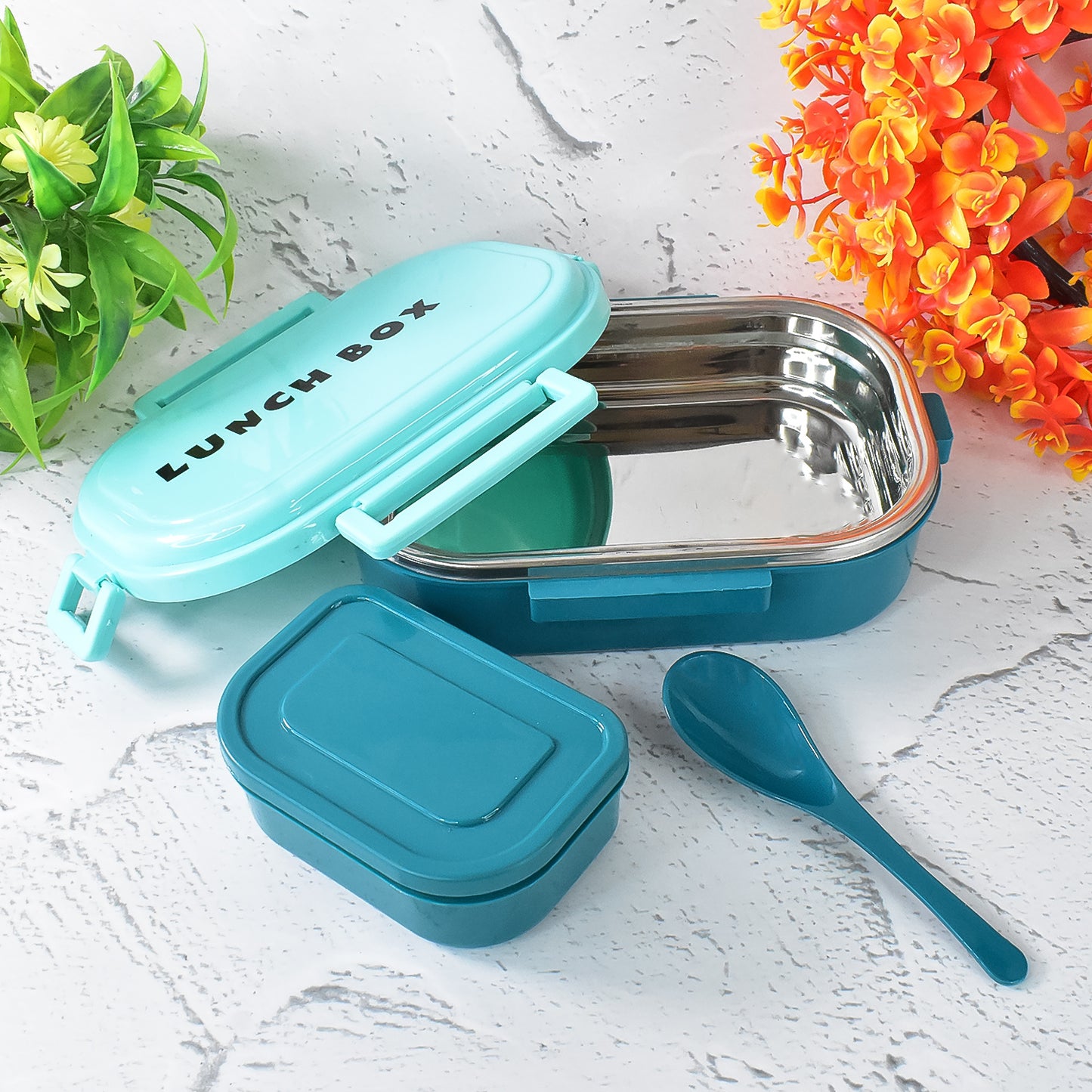 3-in-1 Stainless Steel Lunch Box with Detachable Small Container & Spoon - 1 Set - Happy Price - Image 4